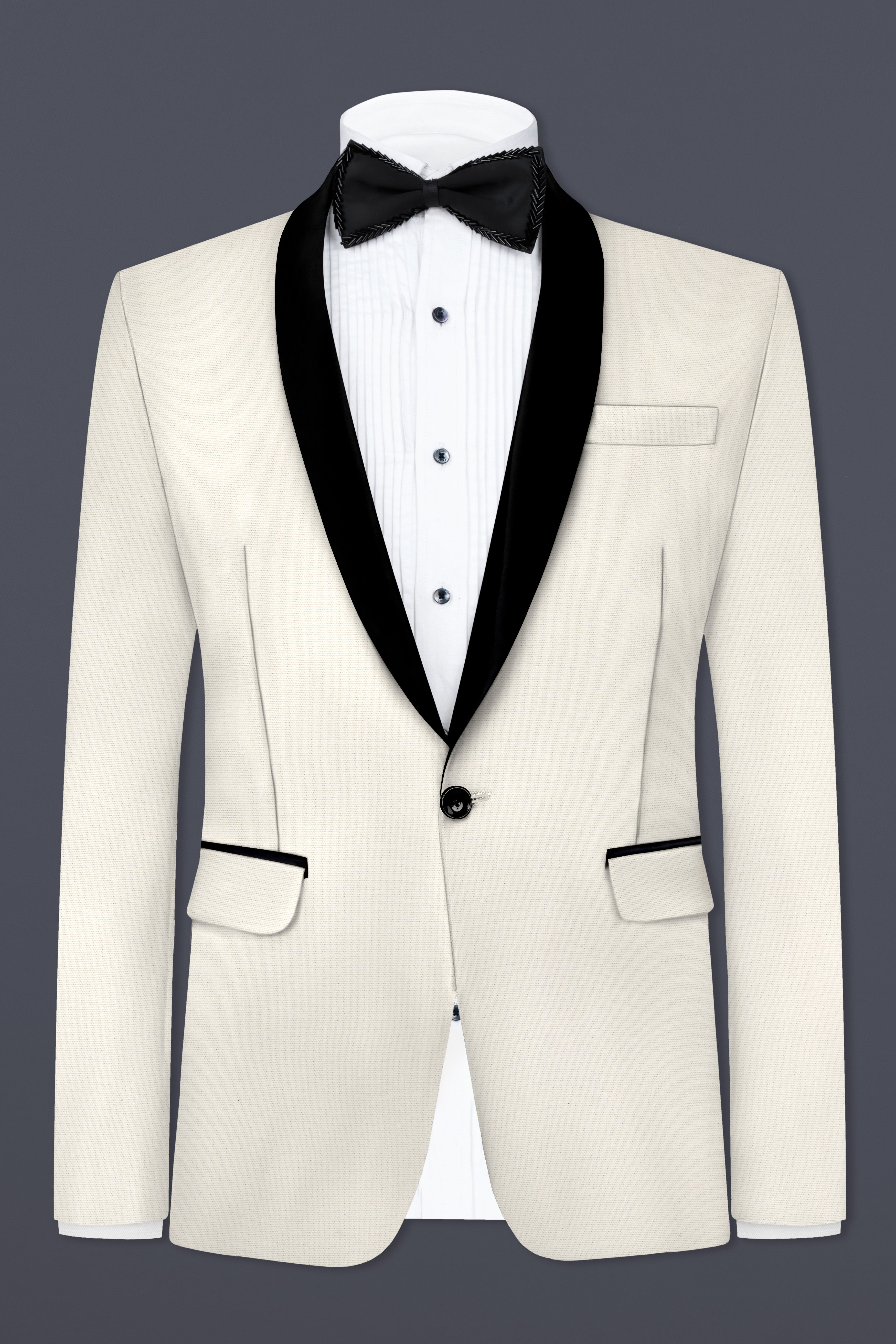 Merino Cream Cotton Tuxedo Suit