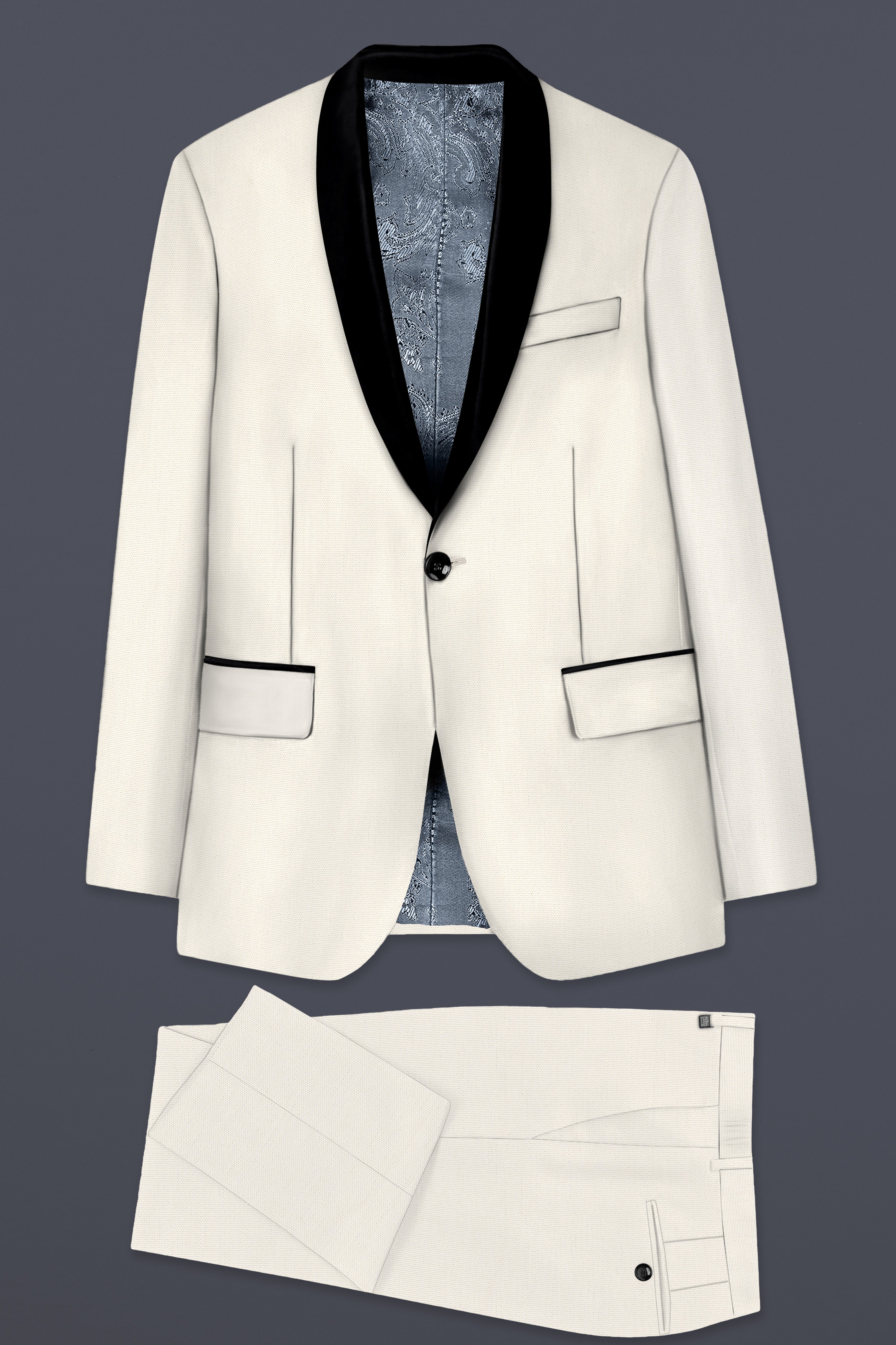 Merino Cream Cotton Tuxedo Suit