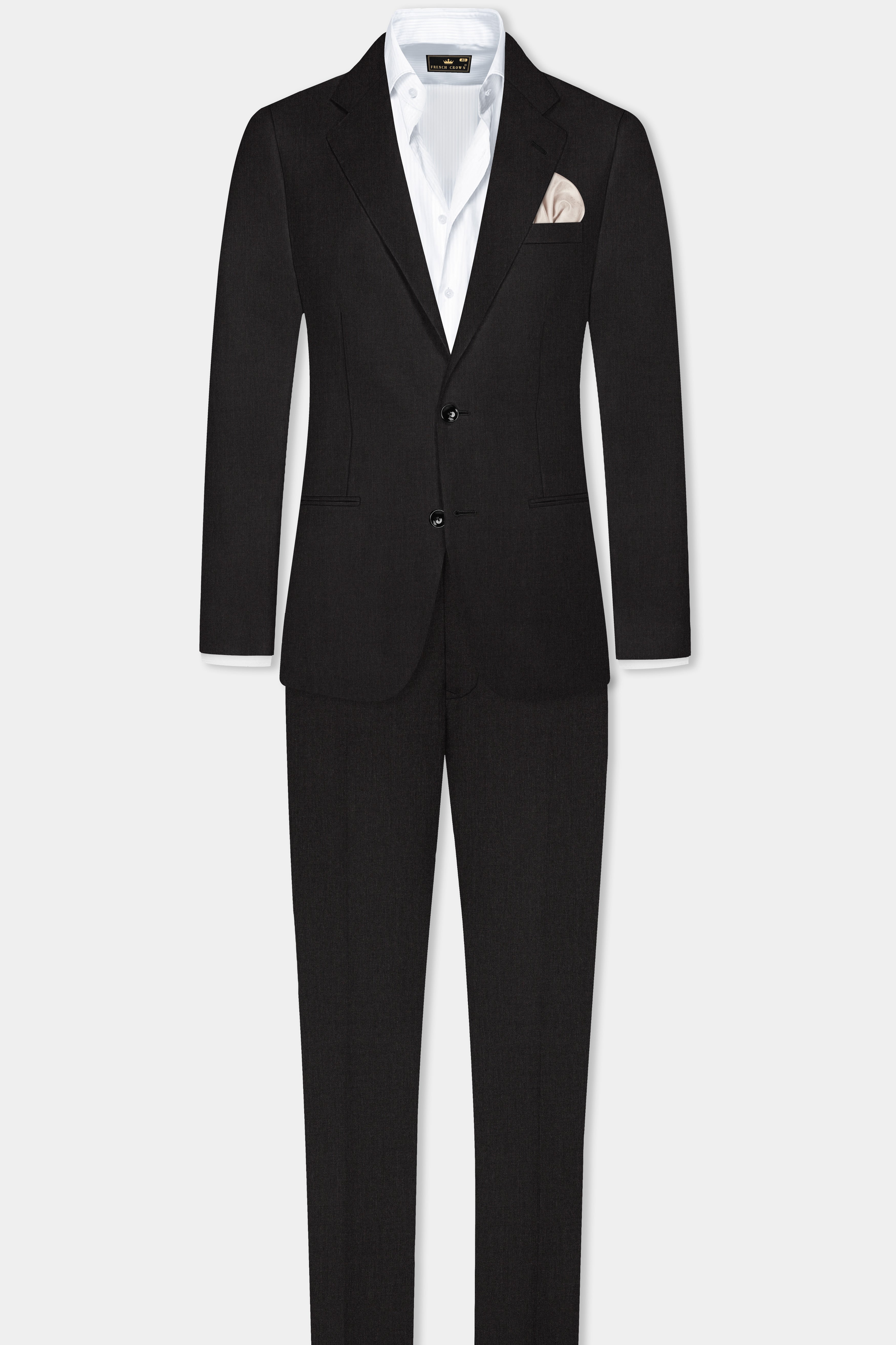 Shark Gray Stretchable Wool Blend Single Breasted Suit