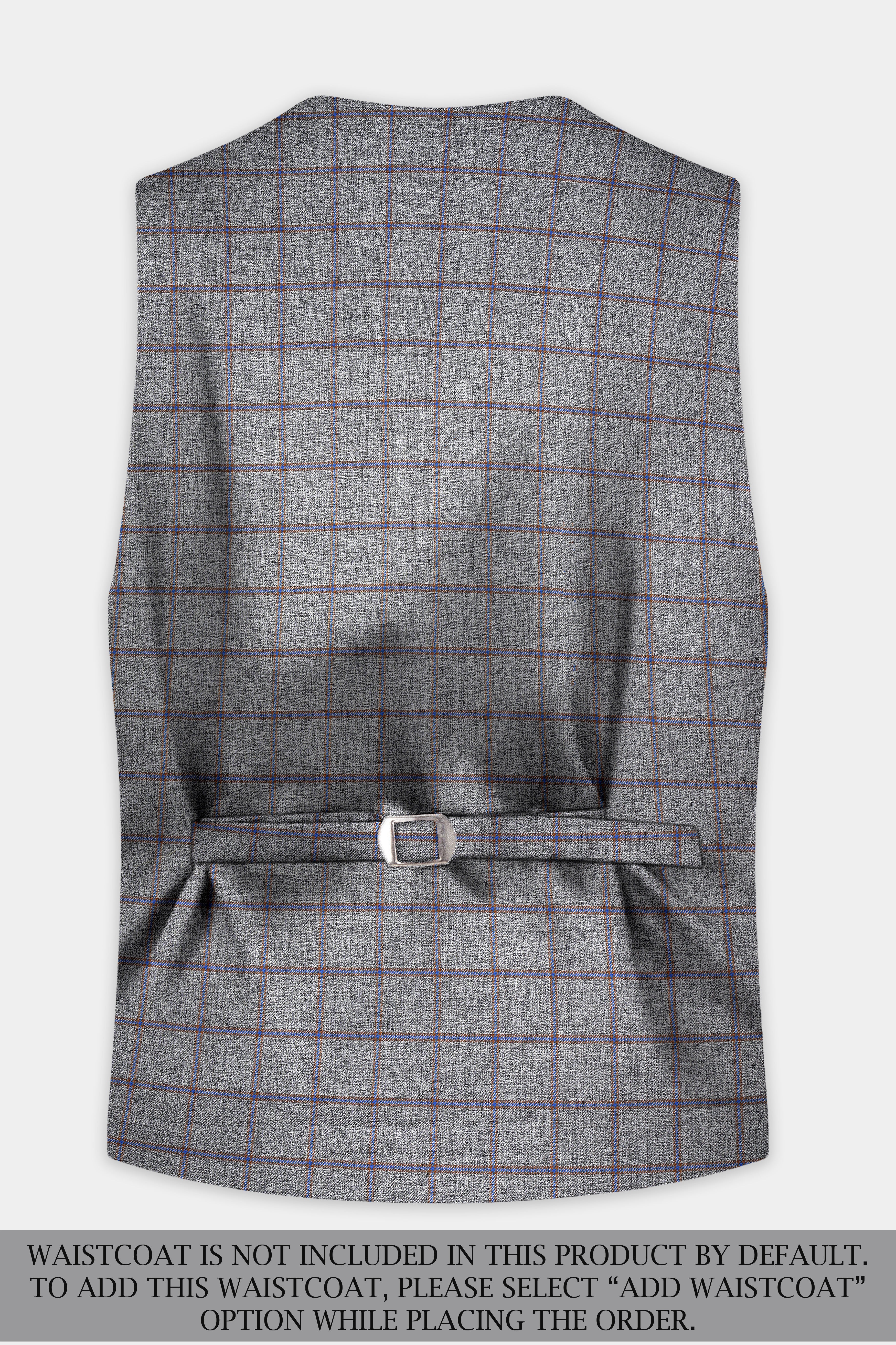 Smokey Gray Windowpane Wool Blend Double Breasted Suit