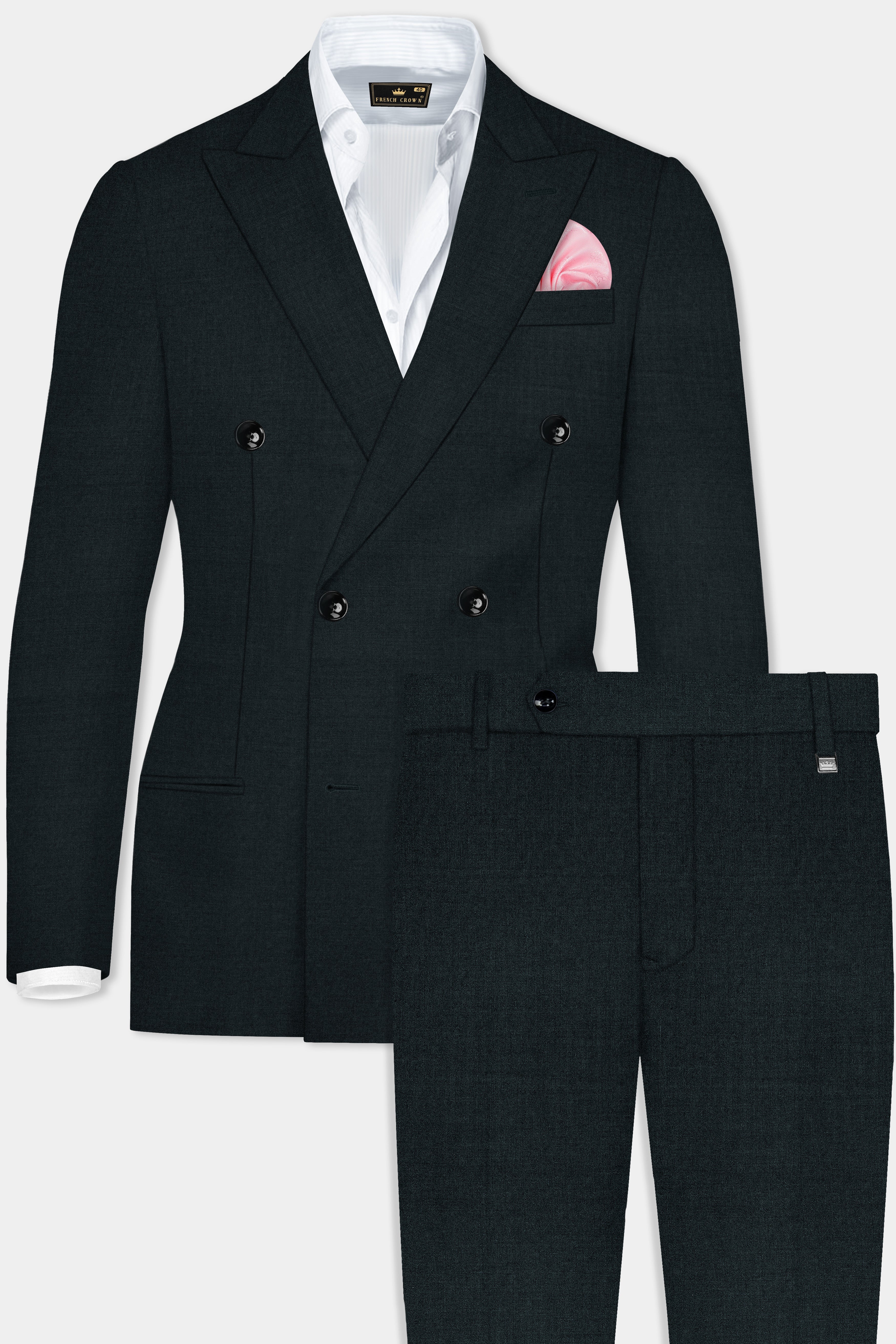 Racing Green Solid Wool Blend Single Breasted Suit