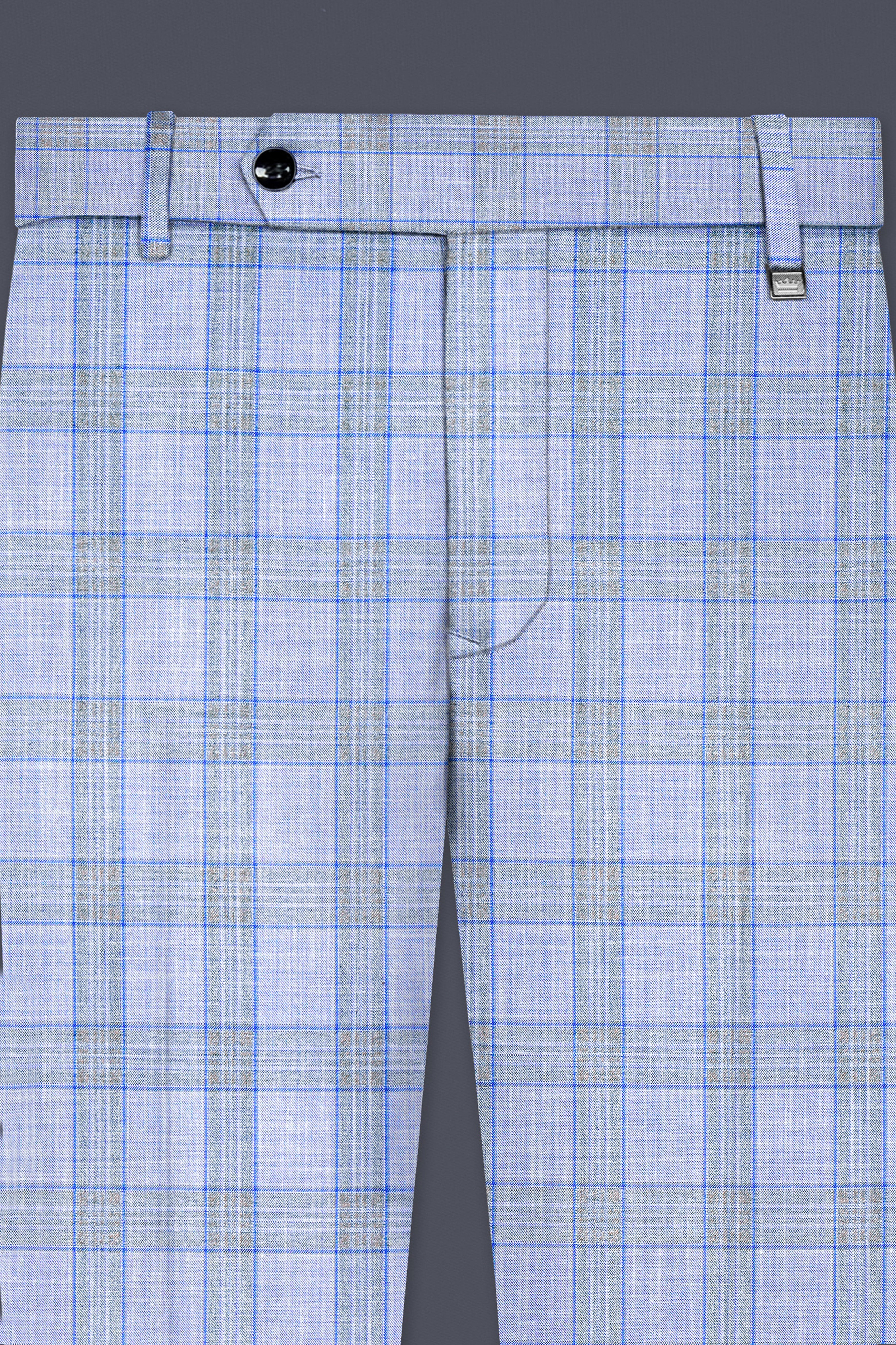 Carolina Blue Plaid Wool Blend Single Breasted Suit