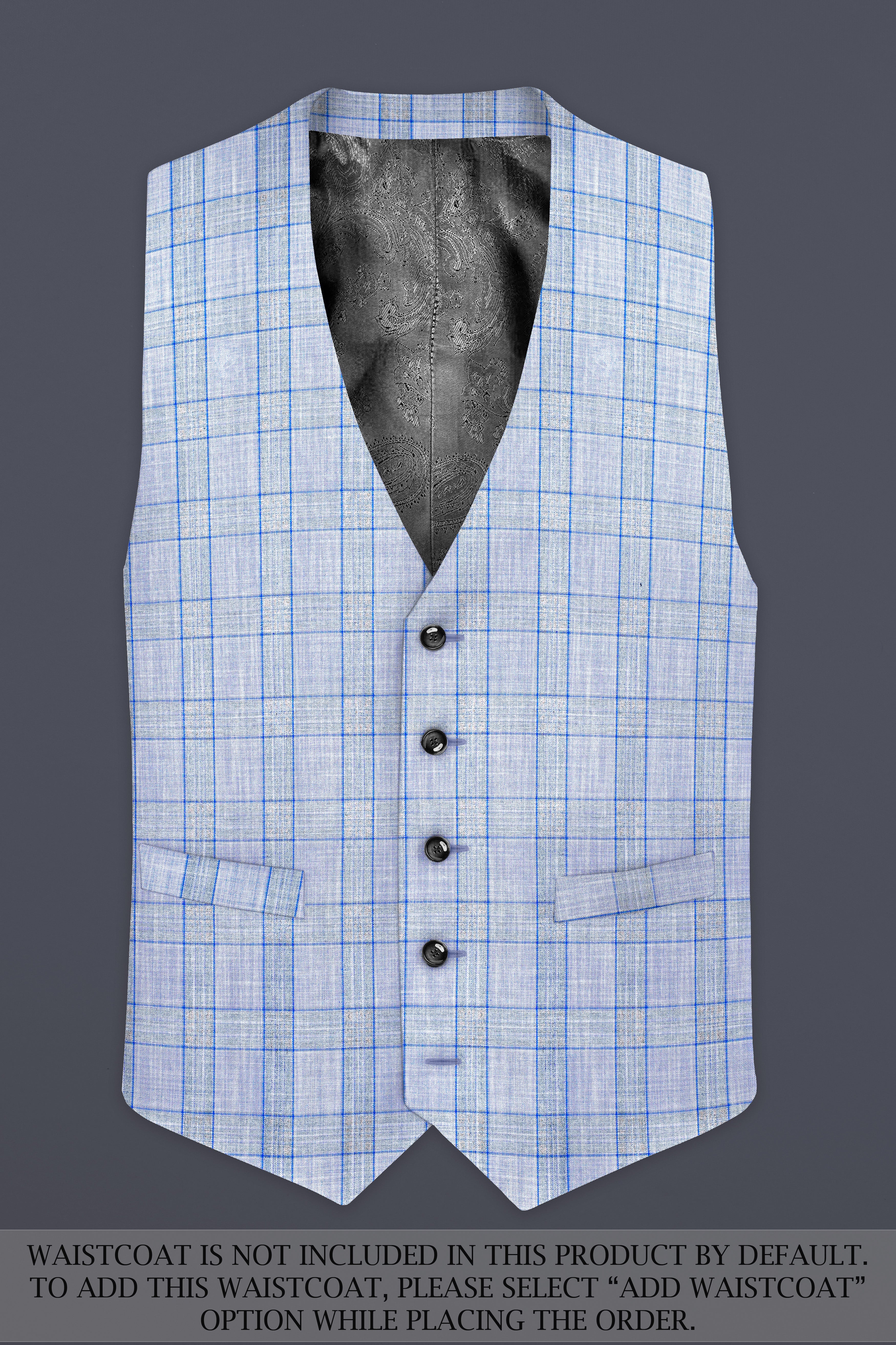 Carolina Blue Plaid Wool Blend Single Breasted Suit