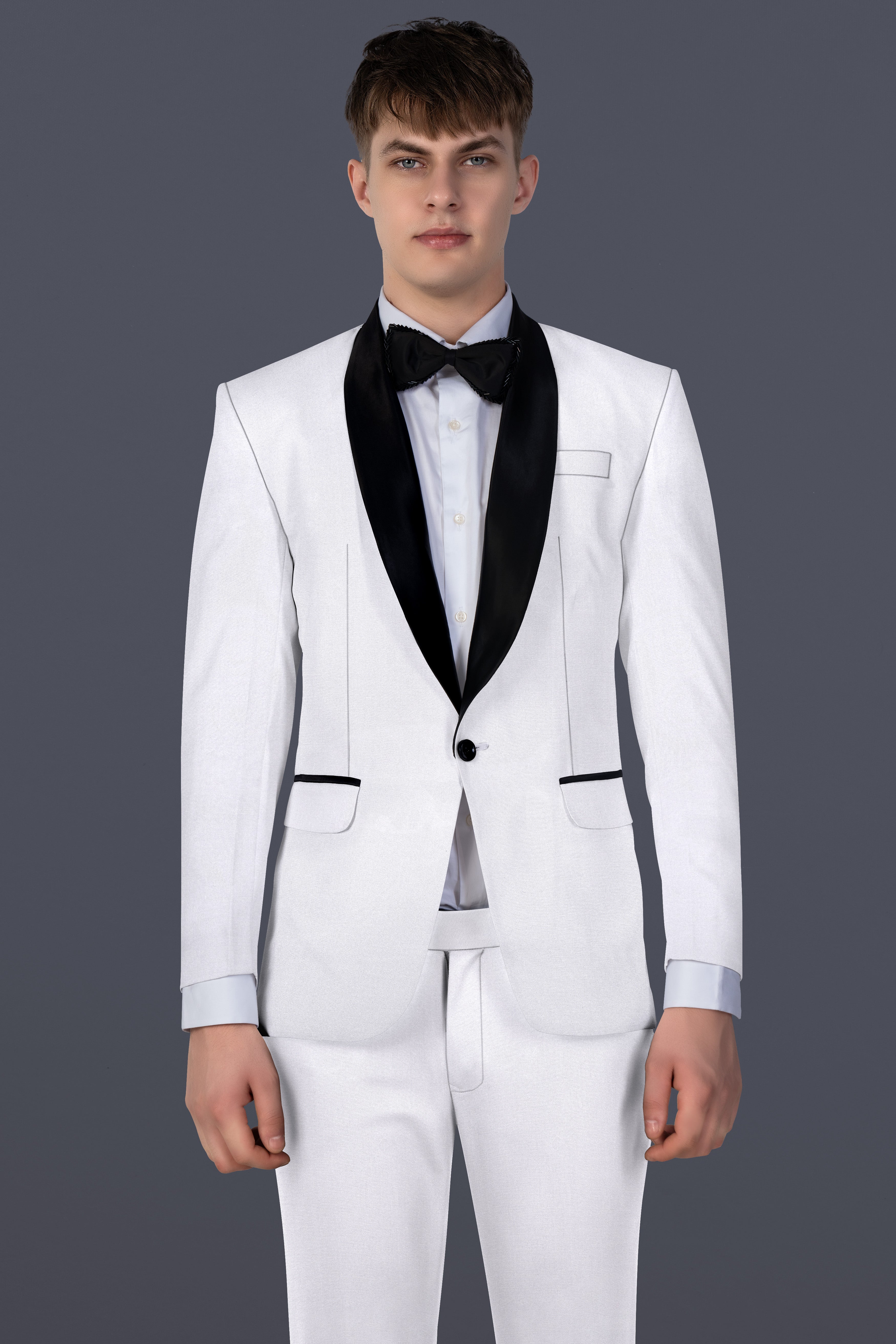 Iron Gray Solid Wool Blend Tuxedo Suit