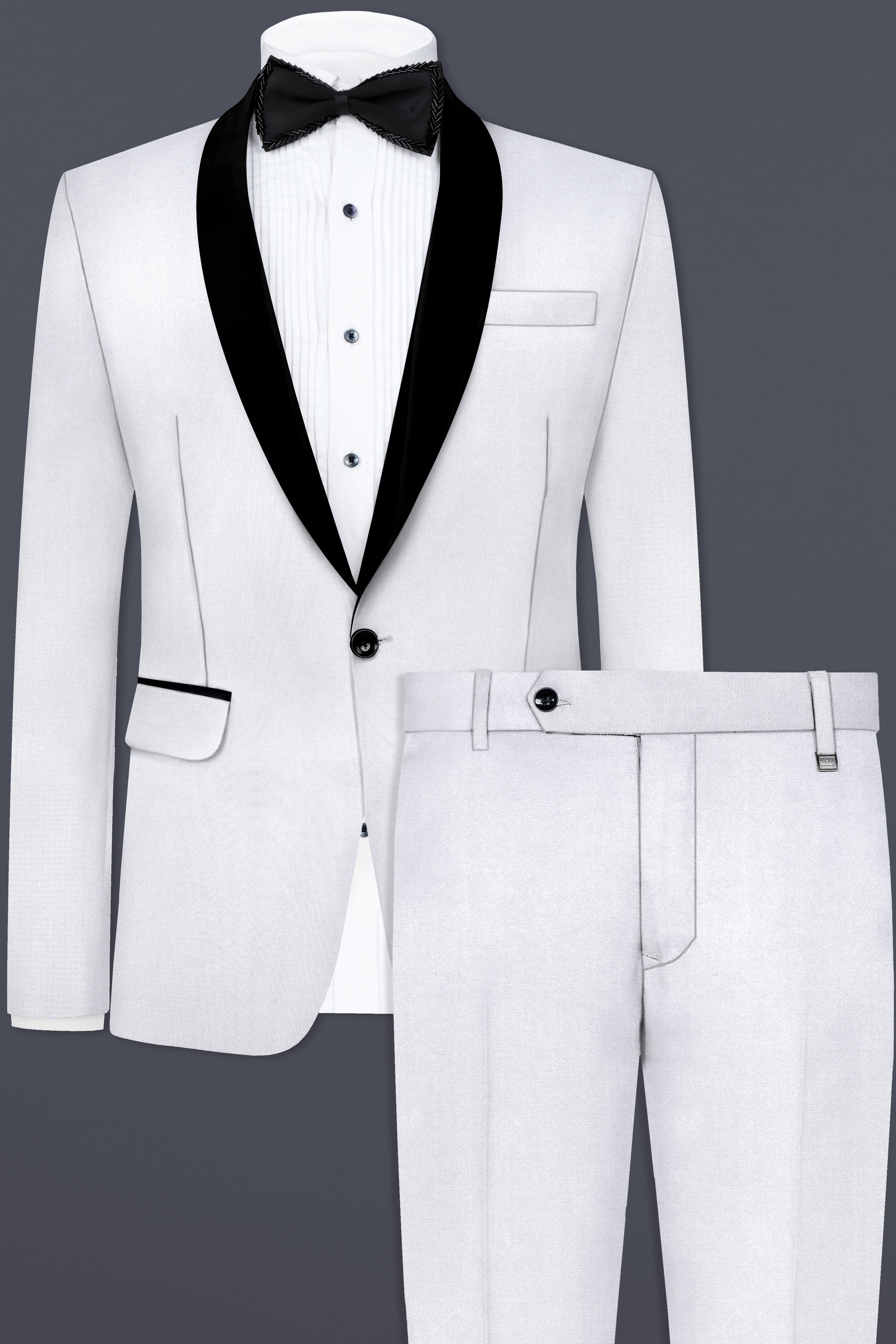 Iron Gray Solid Wool Blend Tuxedo Suit