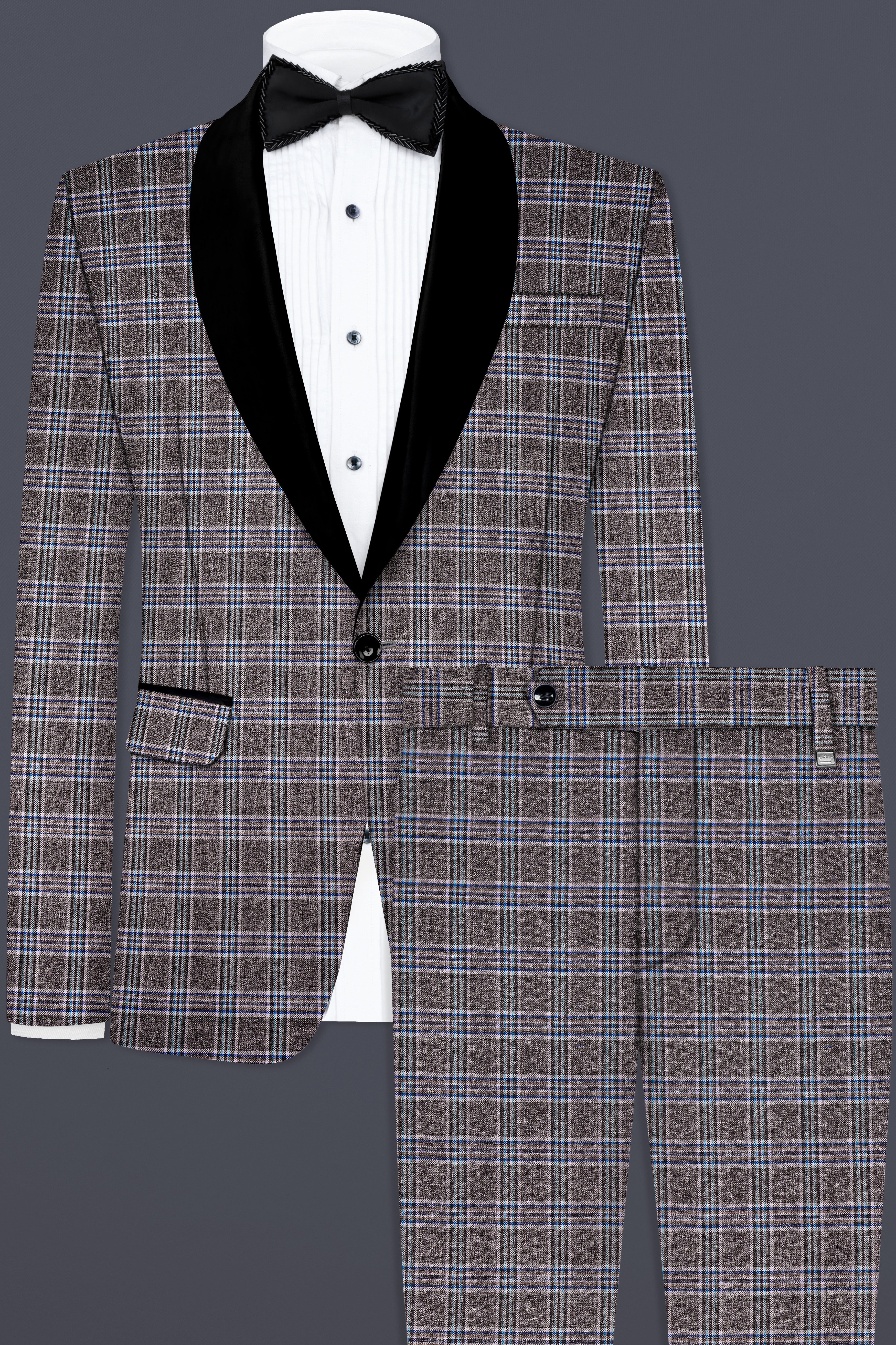 Ironside Grey Plaid Wool Blend Tuxedo Suit