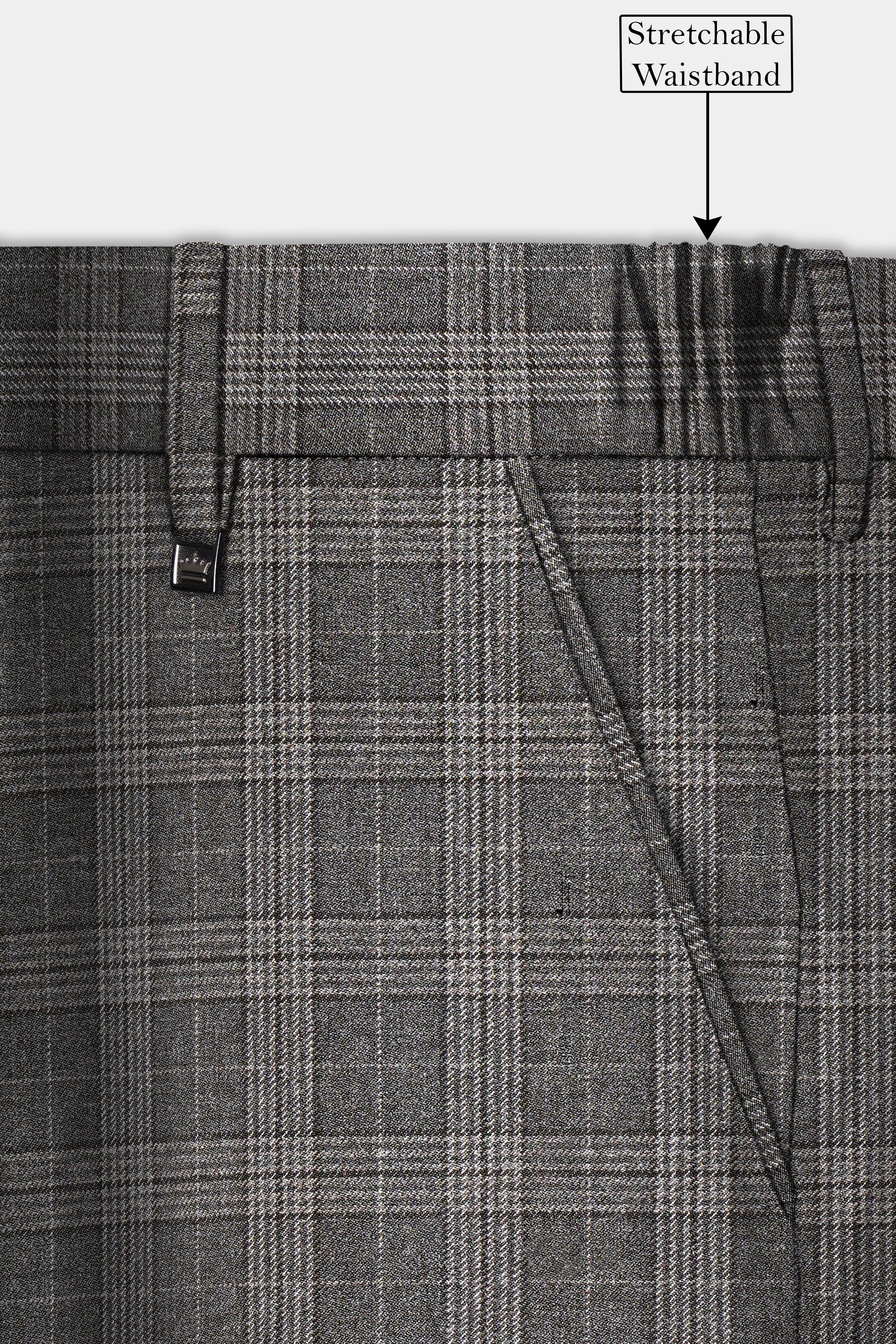 Iridium Gray Plaid Tweed Wool Blend Single Breasted Suit