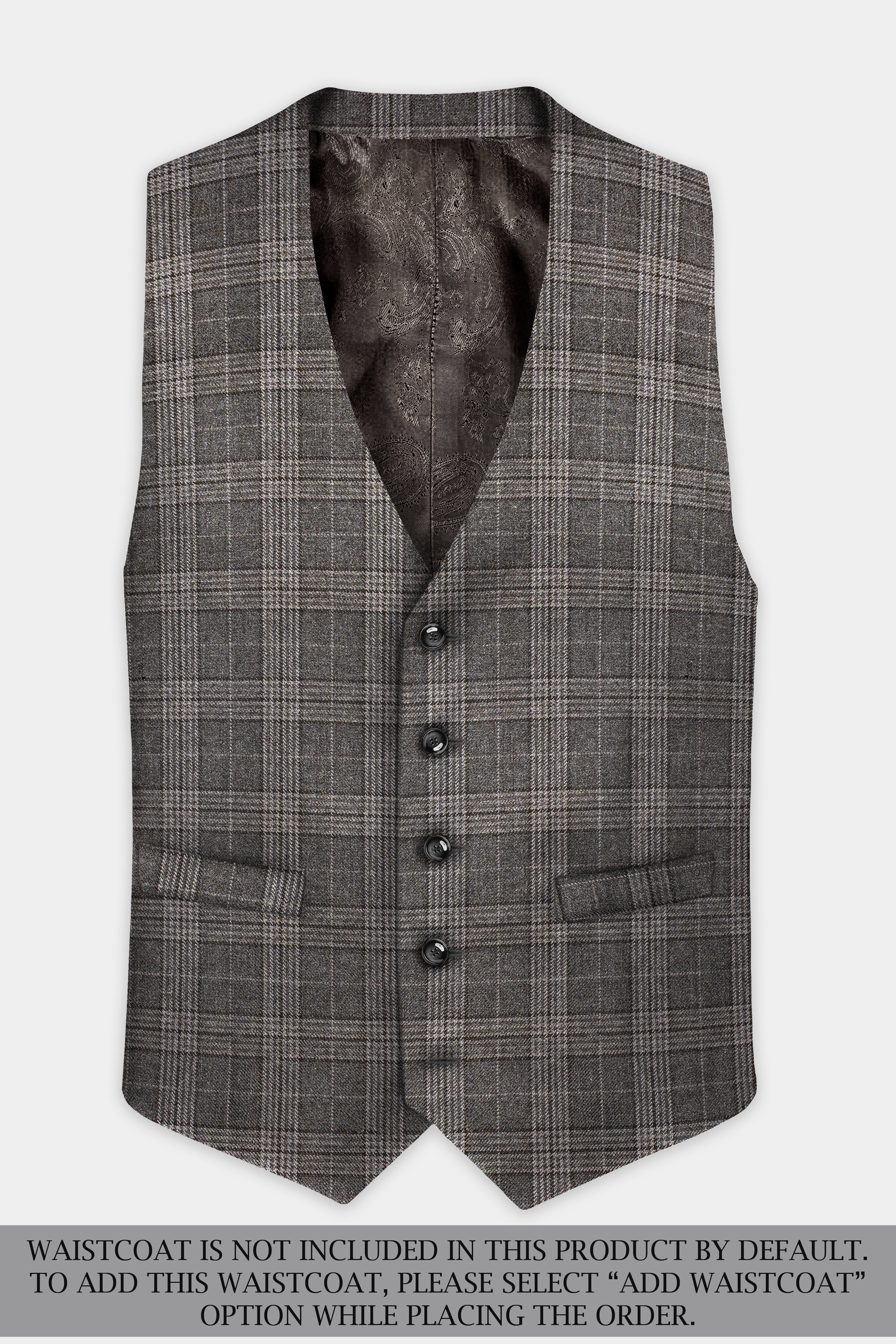 Iridium Gray Plaid Tweed Wool Blend Single Breasted Suit