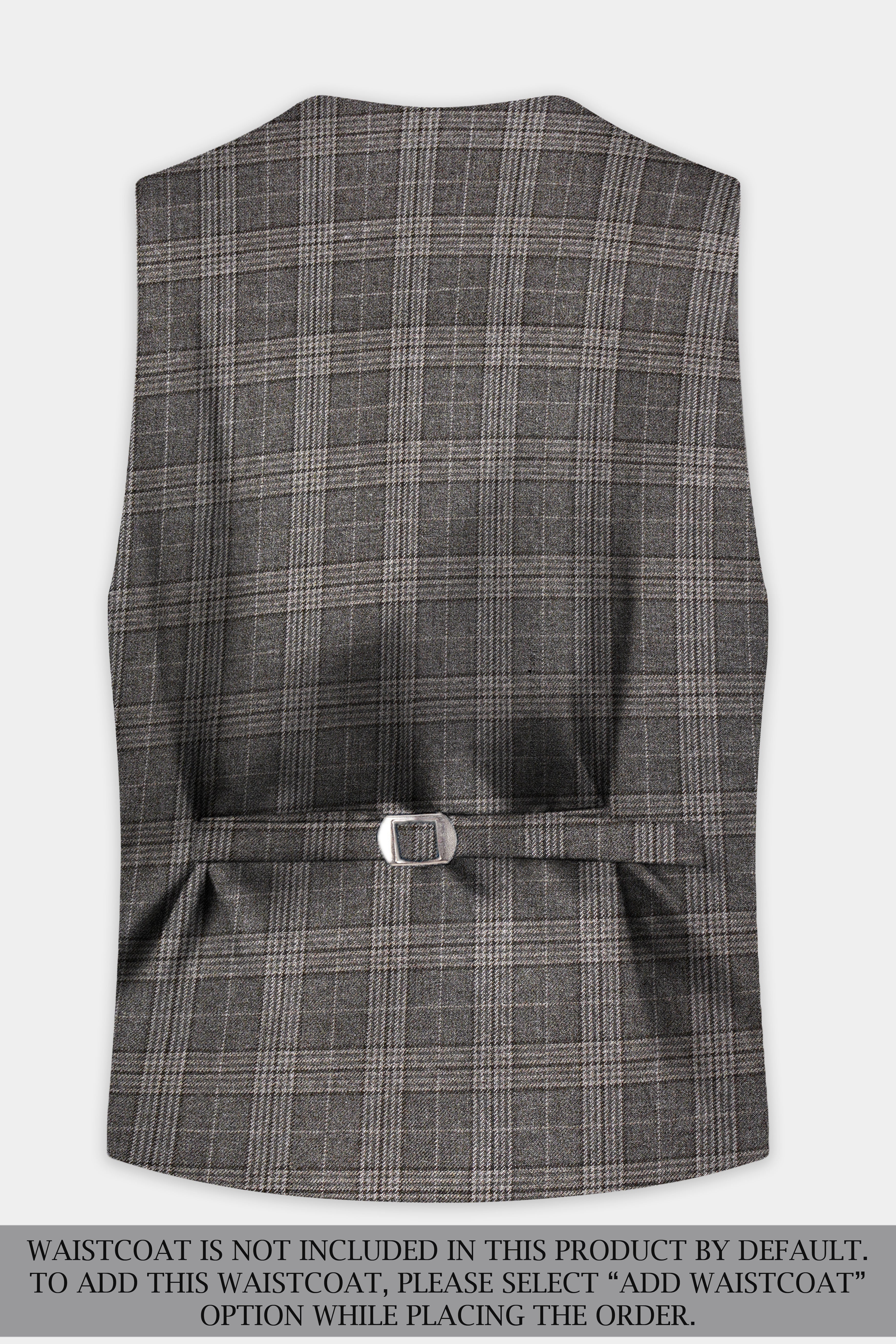 Iridium Gray Plaid Tweed Wool Blend Single Breasted Suit