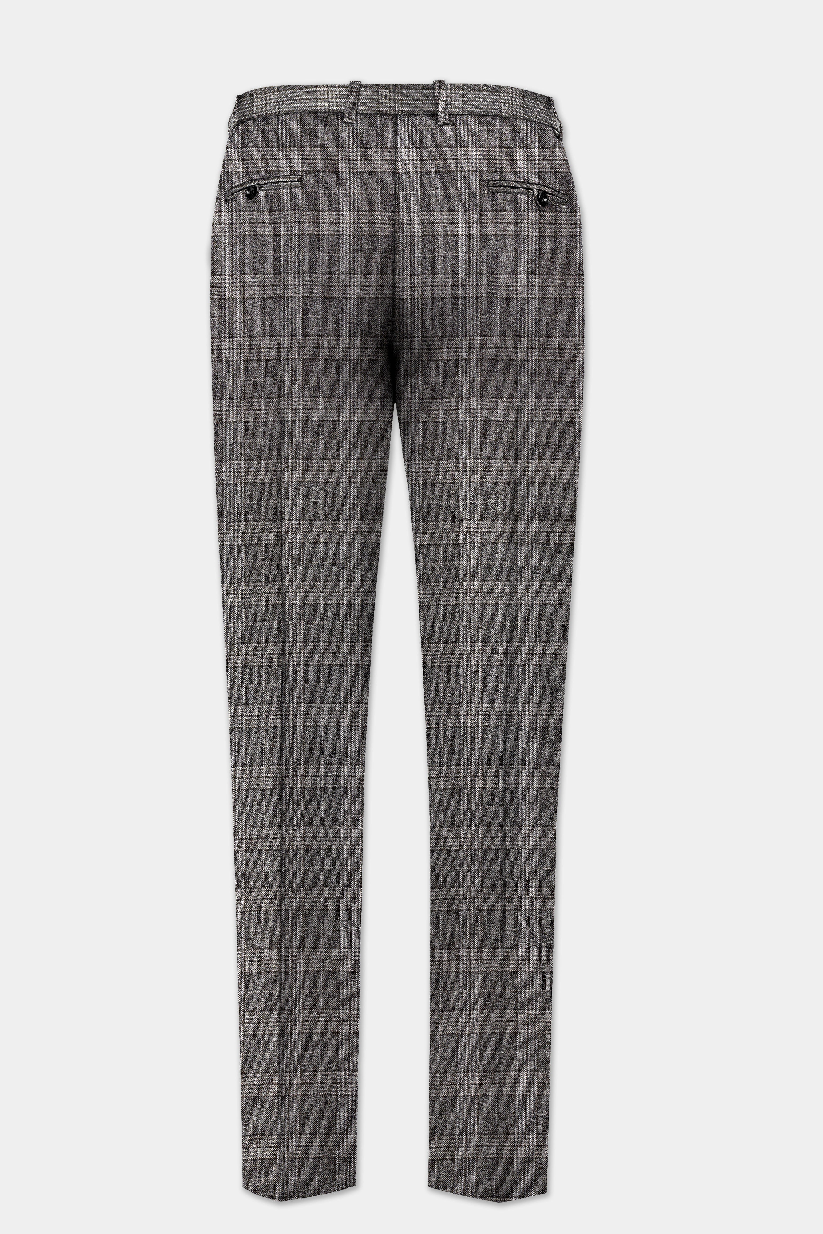 Iridium Gray Plaid Tweed Wool Blend Double Breasted Suit