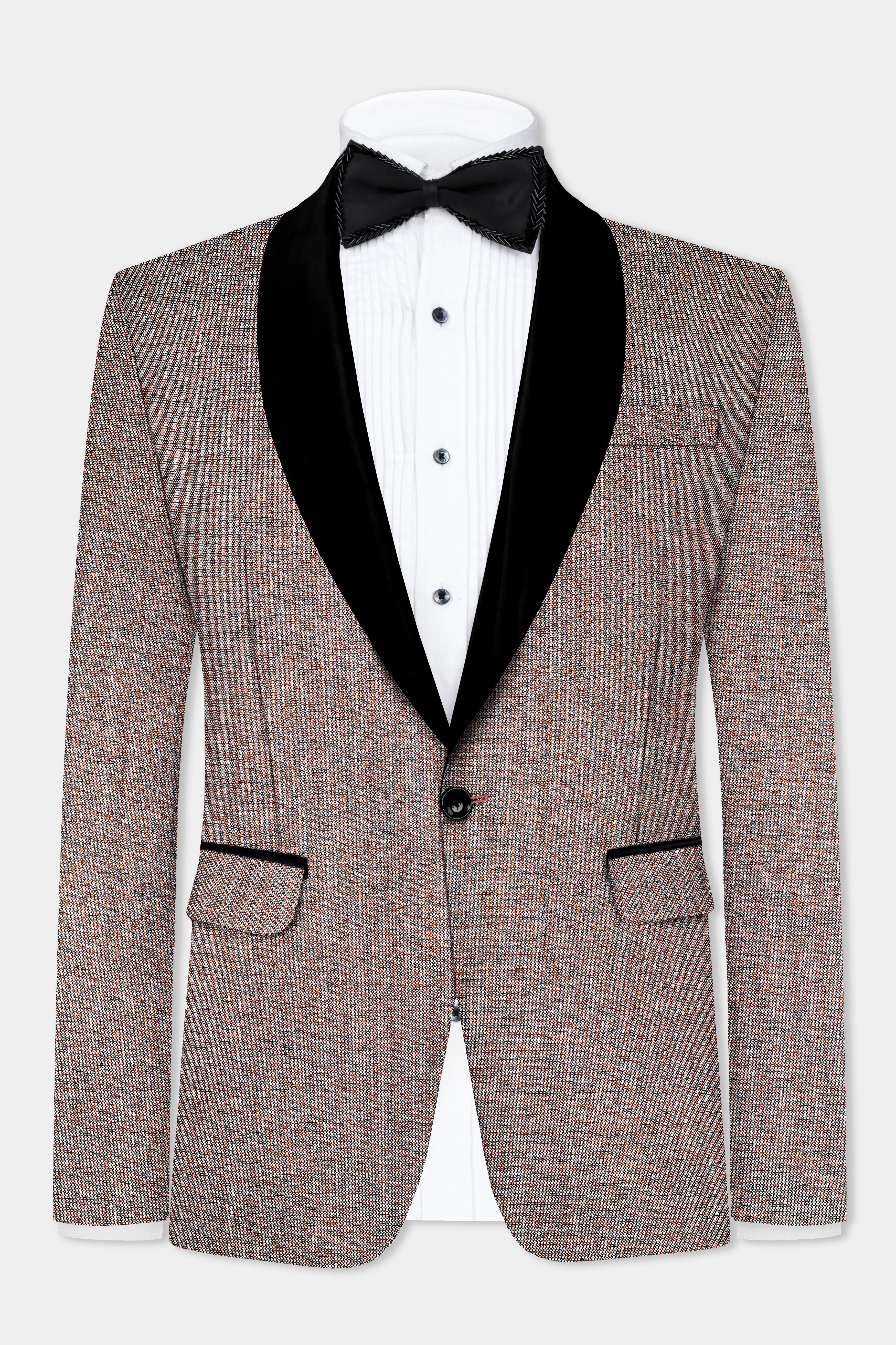 Ferra Brown Textured Tuxedo Suit