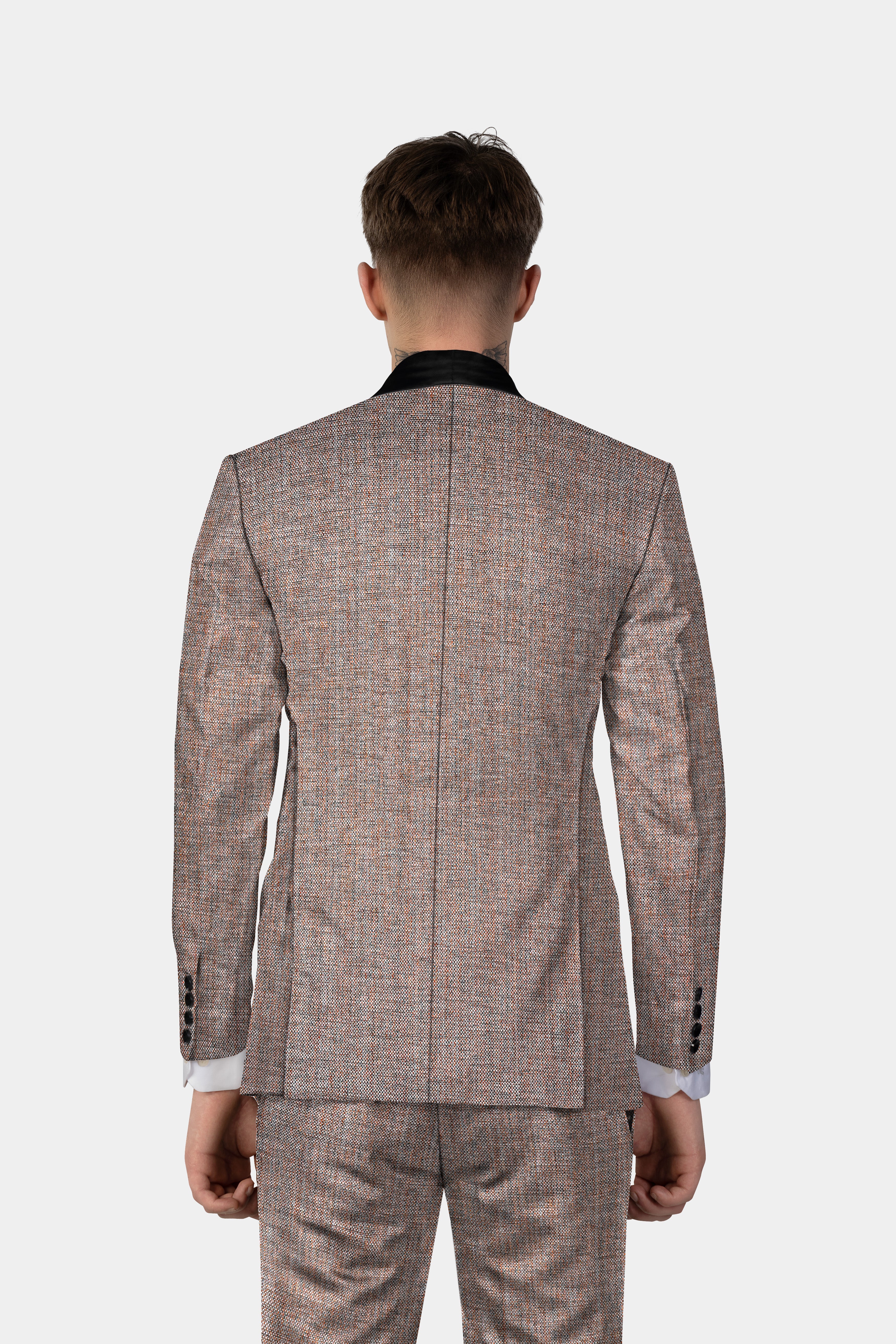 Ferra Brown Textured Tuxedo Suit