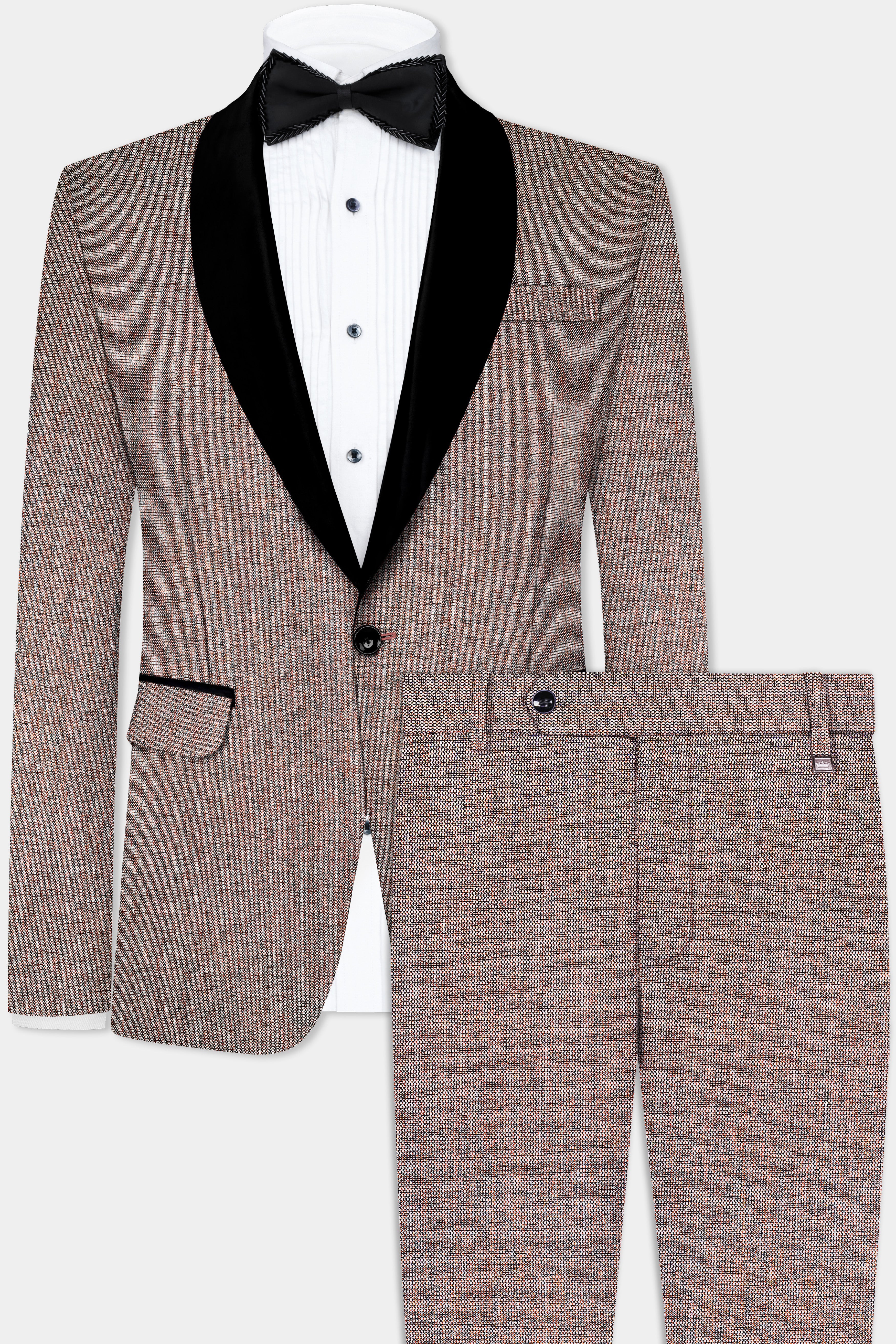 Ferra Brown Textured Tuxedo Suit