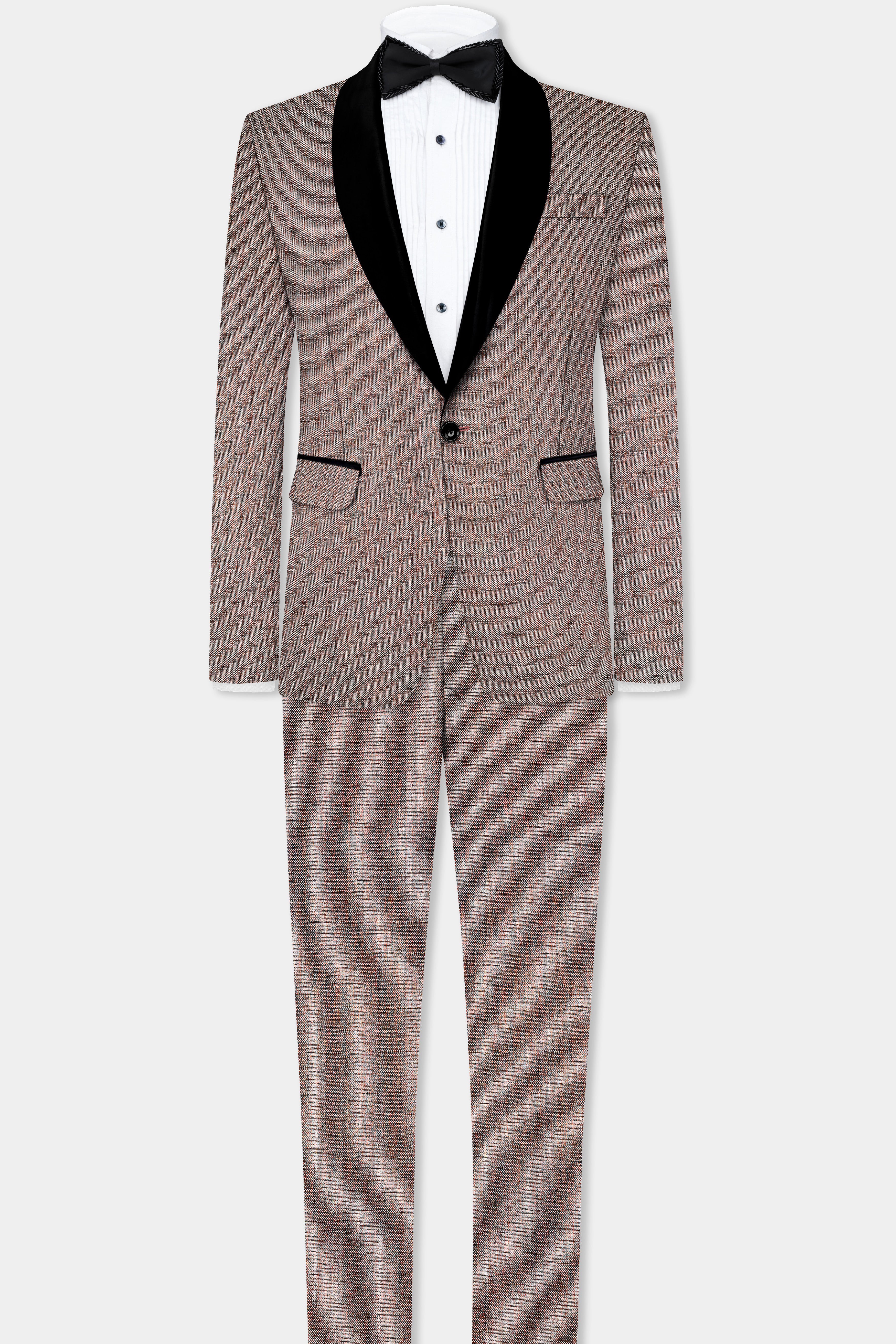 Ferra Brown Textured Tuxedo Suit