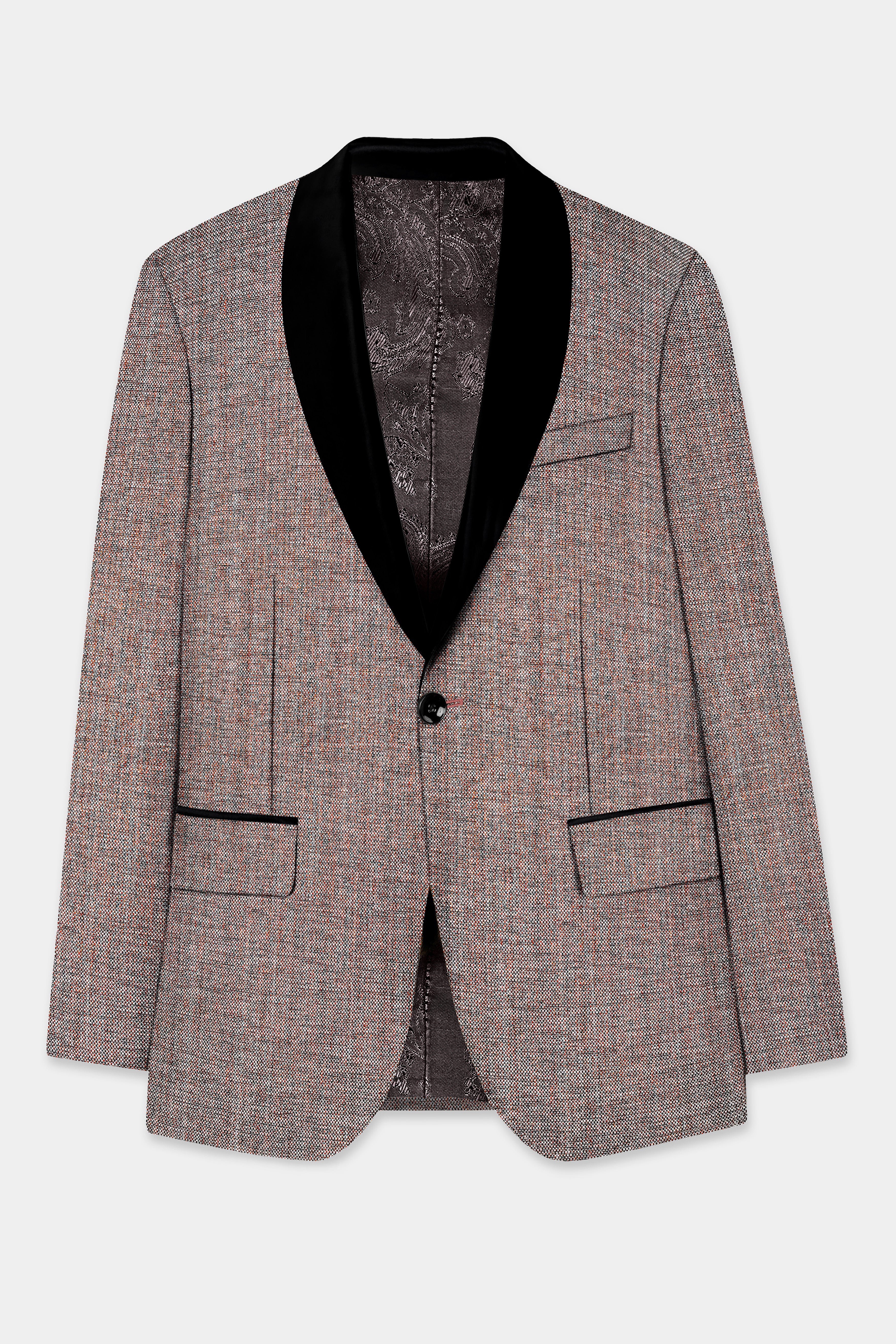 Ferra Brown Textured Tuxedo Suit