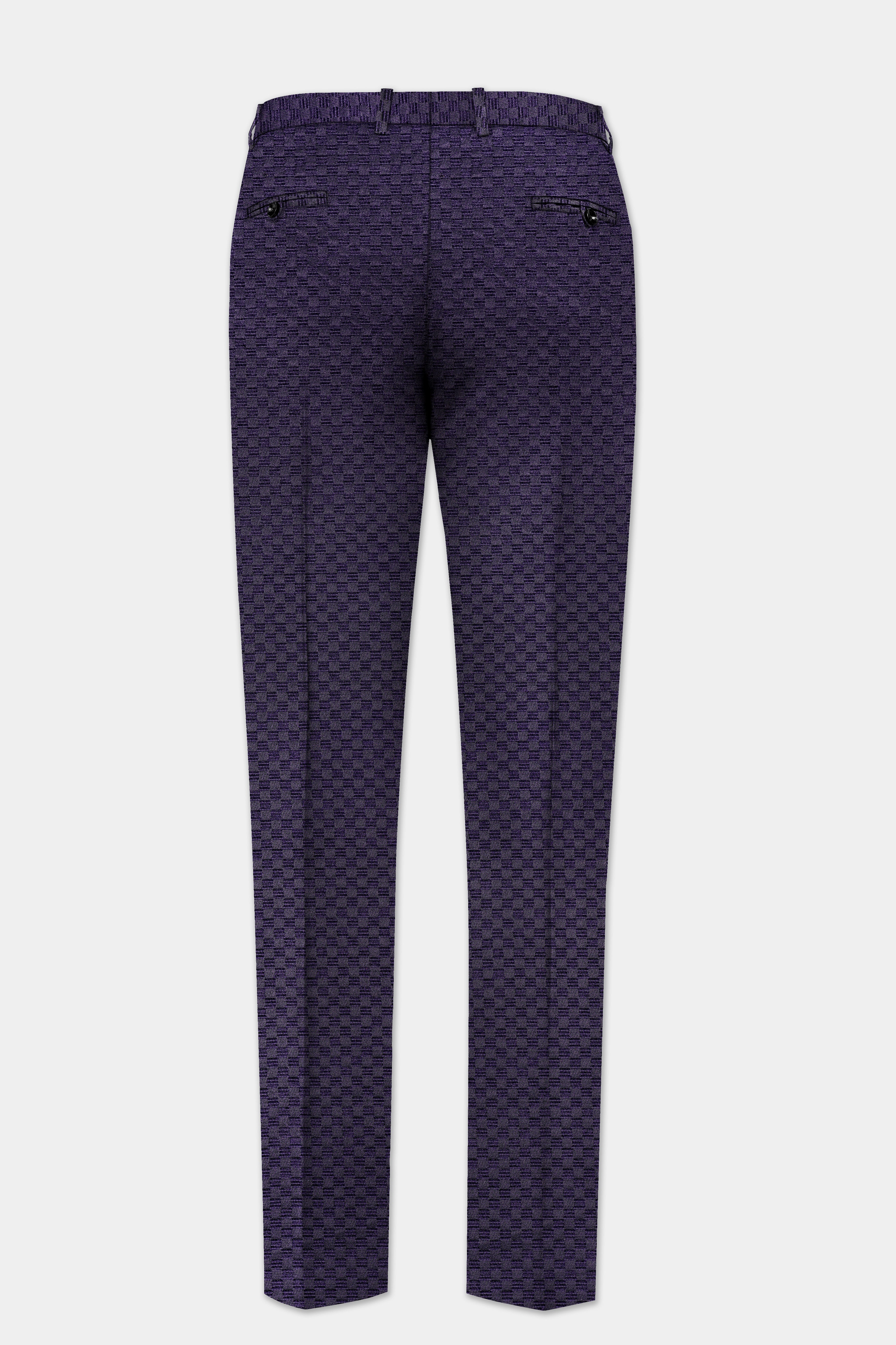 Ebony Purple Jacquard textured Double Breasted Suit