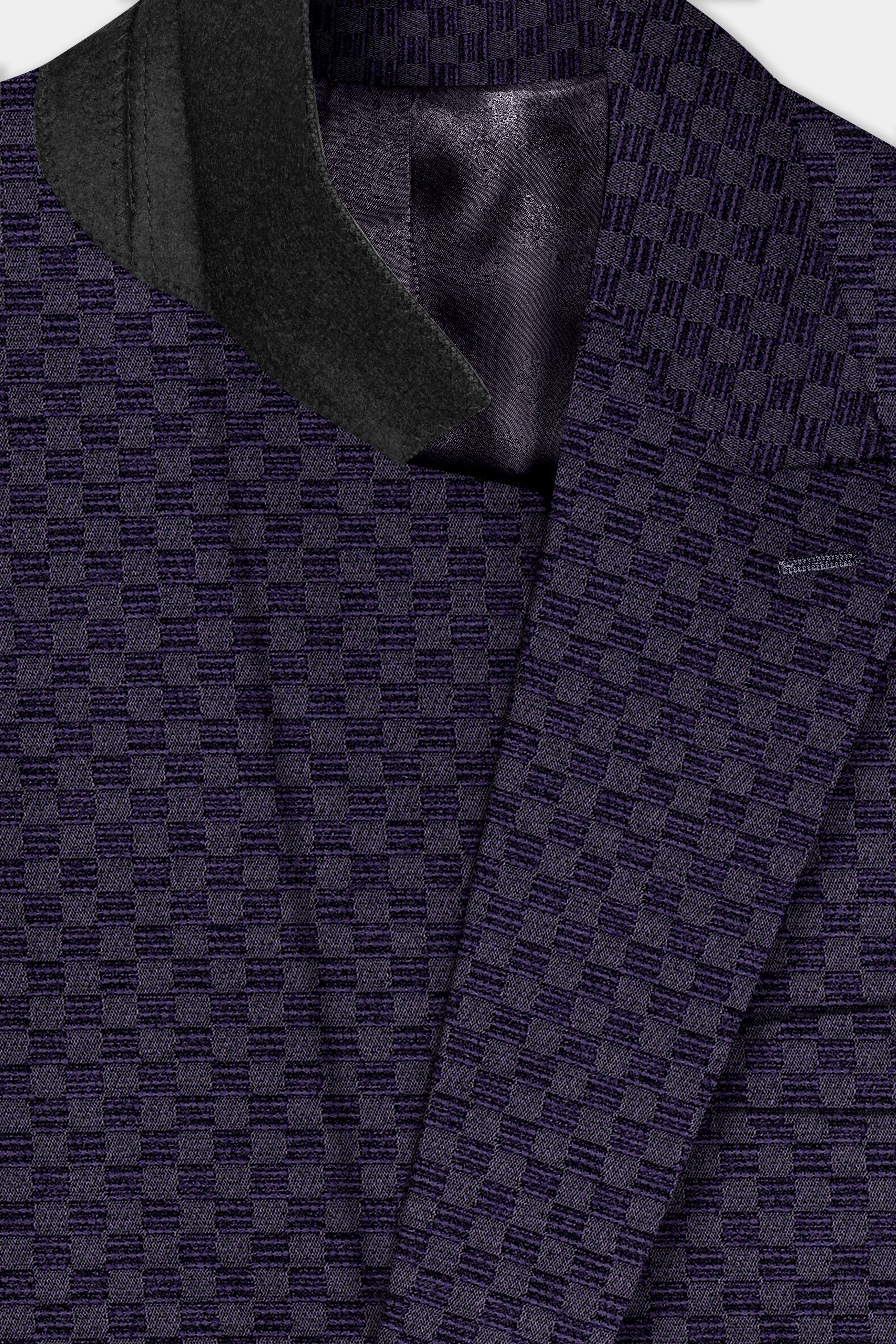 Ebony Purple Jacquard textured Double Breasted Suit