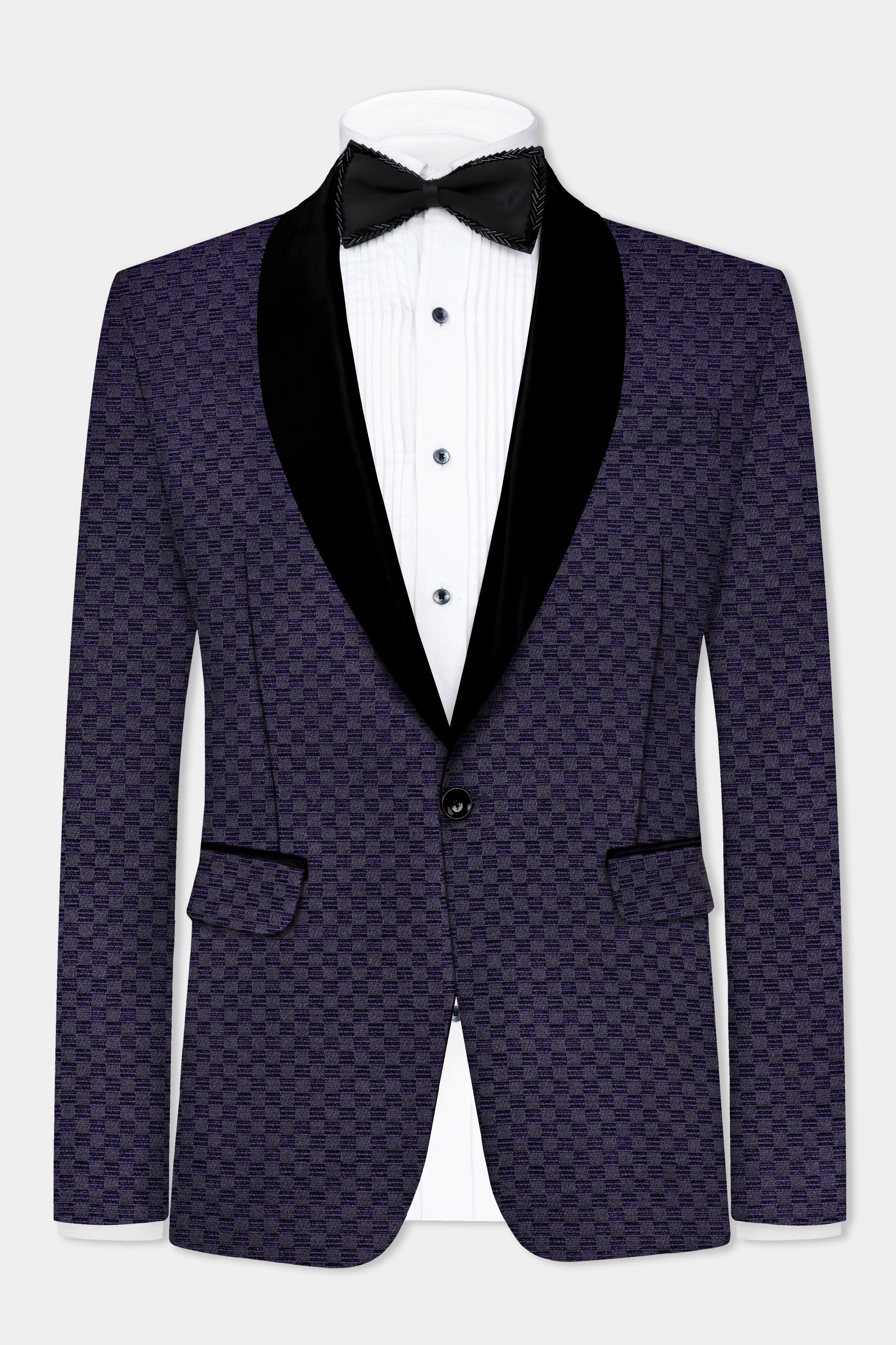 Ebony Purple Jacquard textured Tuxedo Suit