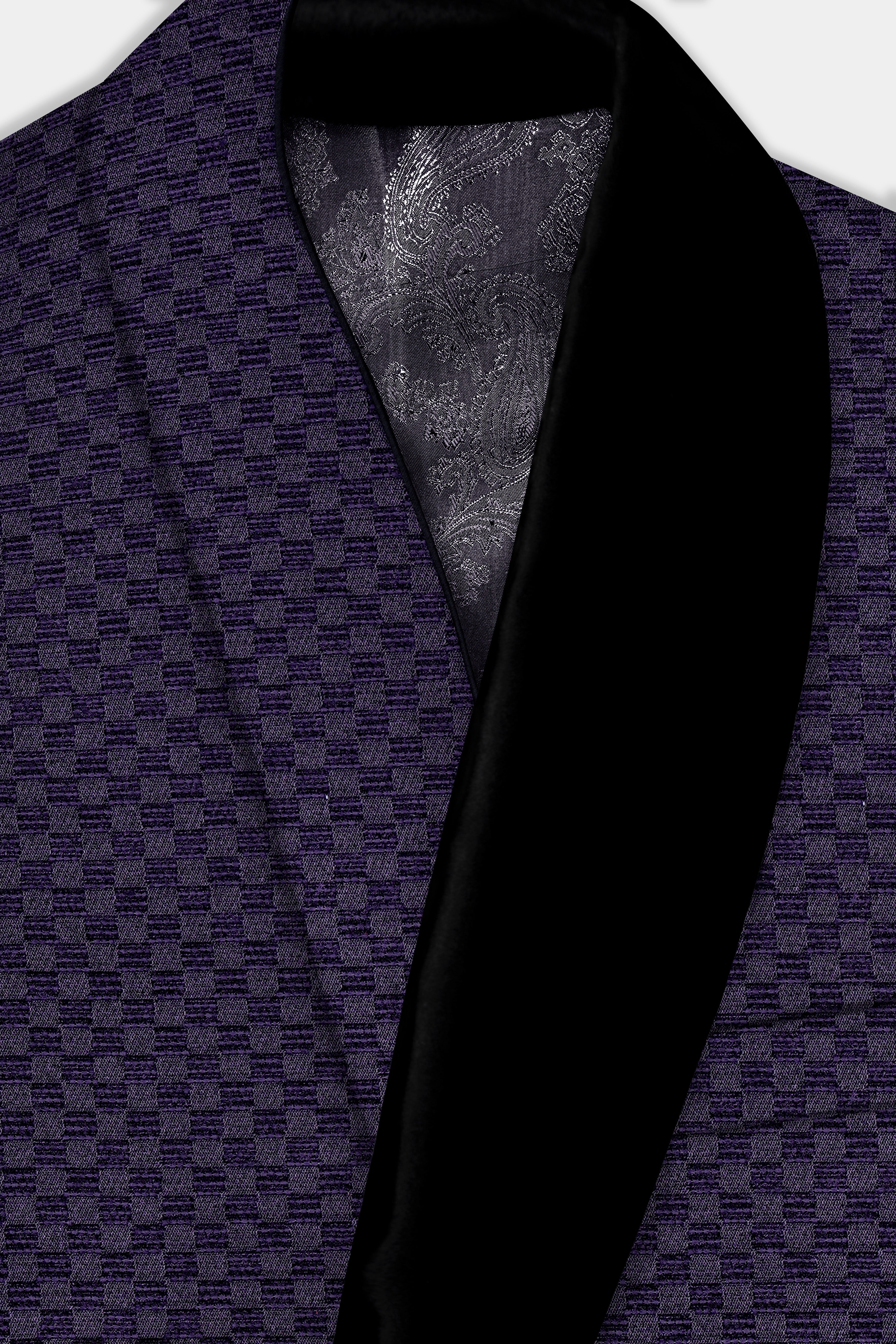 Ebony Purple Jacquard textured Tuxedo Suit