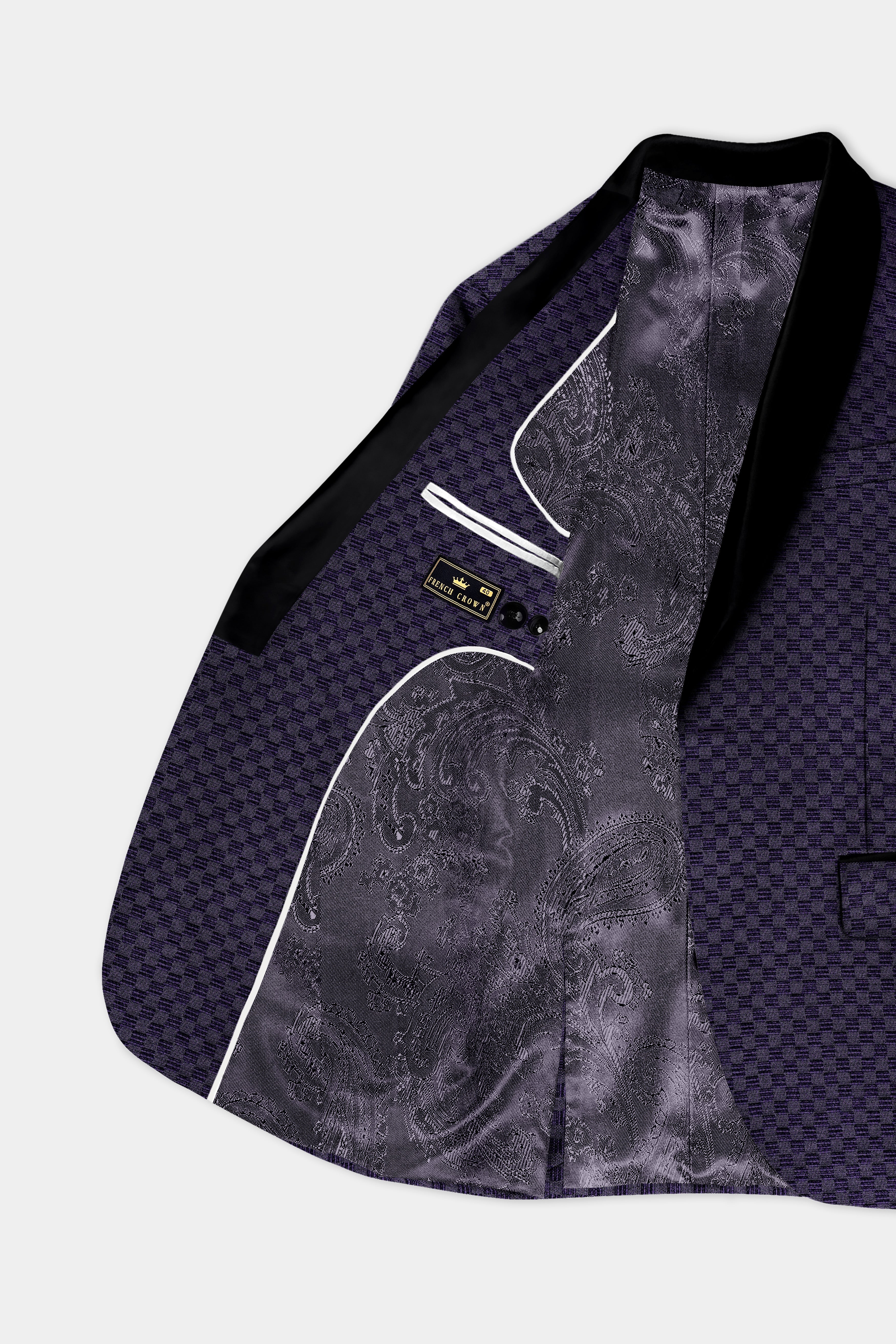 Ebony Purple Jacquard textured Tuxedo Suit