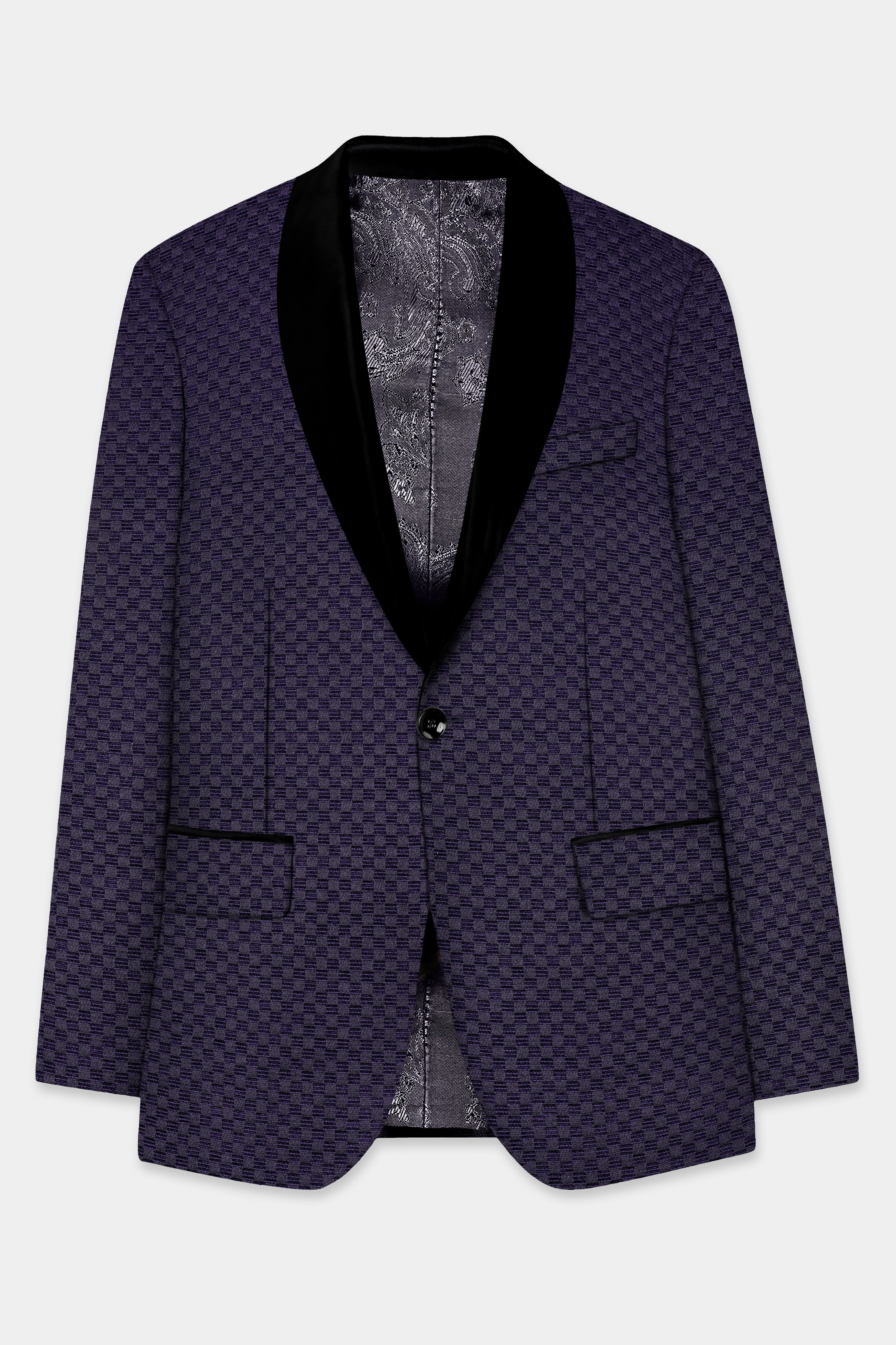 Ebony Purple Jacquard textured Tuxedo Suit