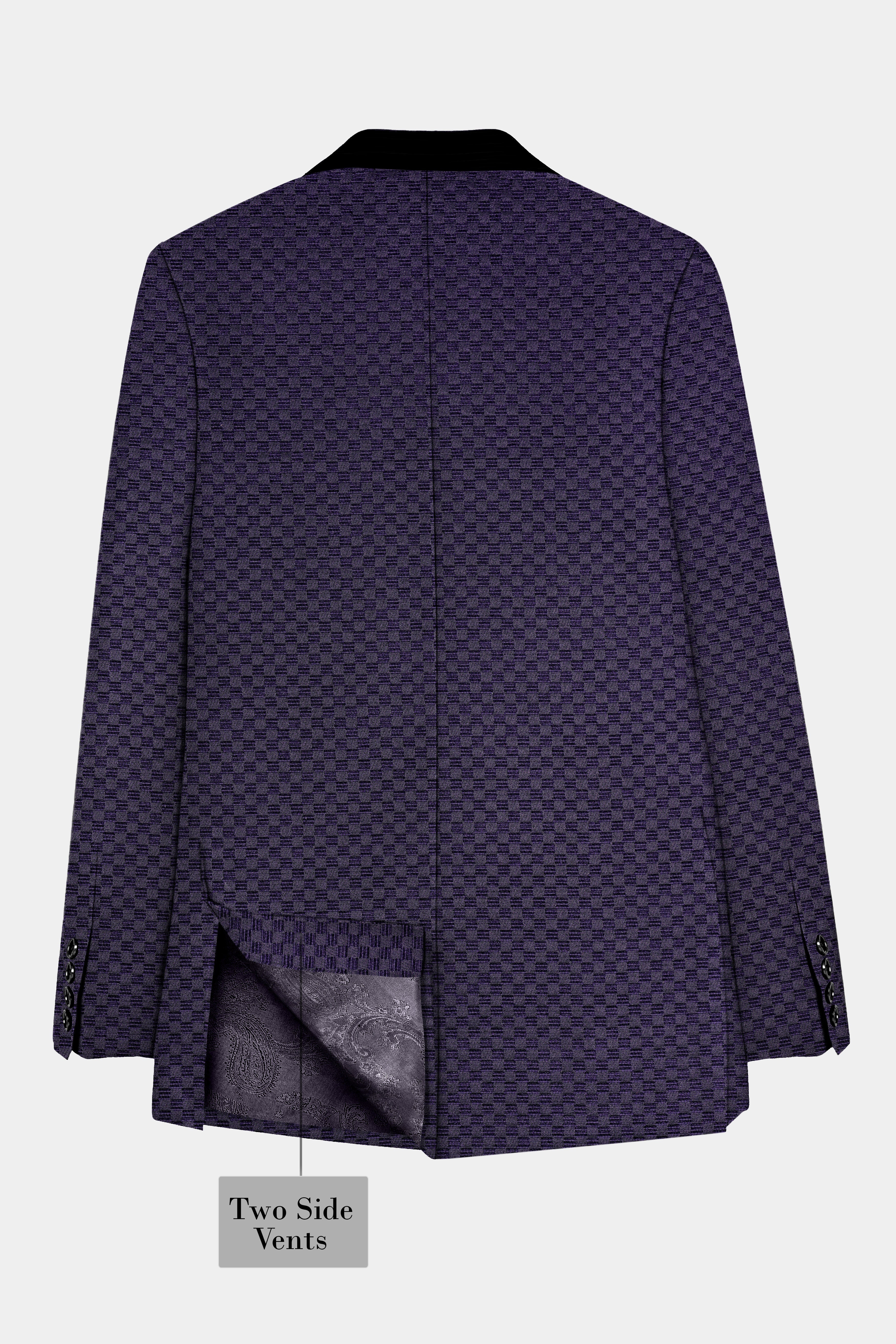 Ebony Purple Jacquard textured Tuxedo Suit