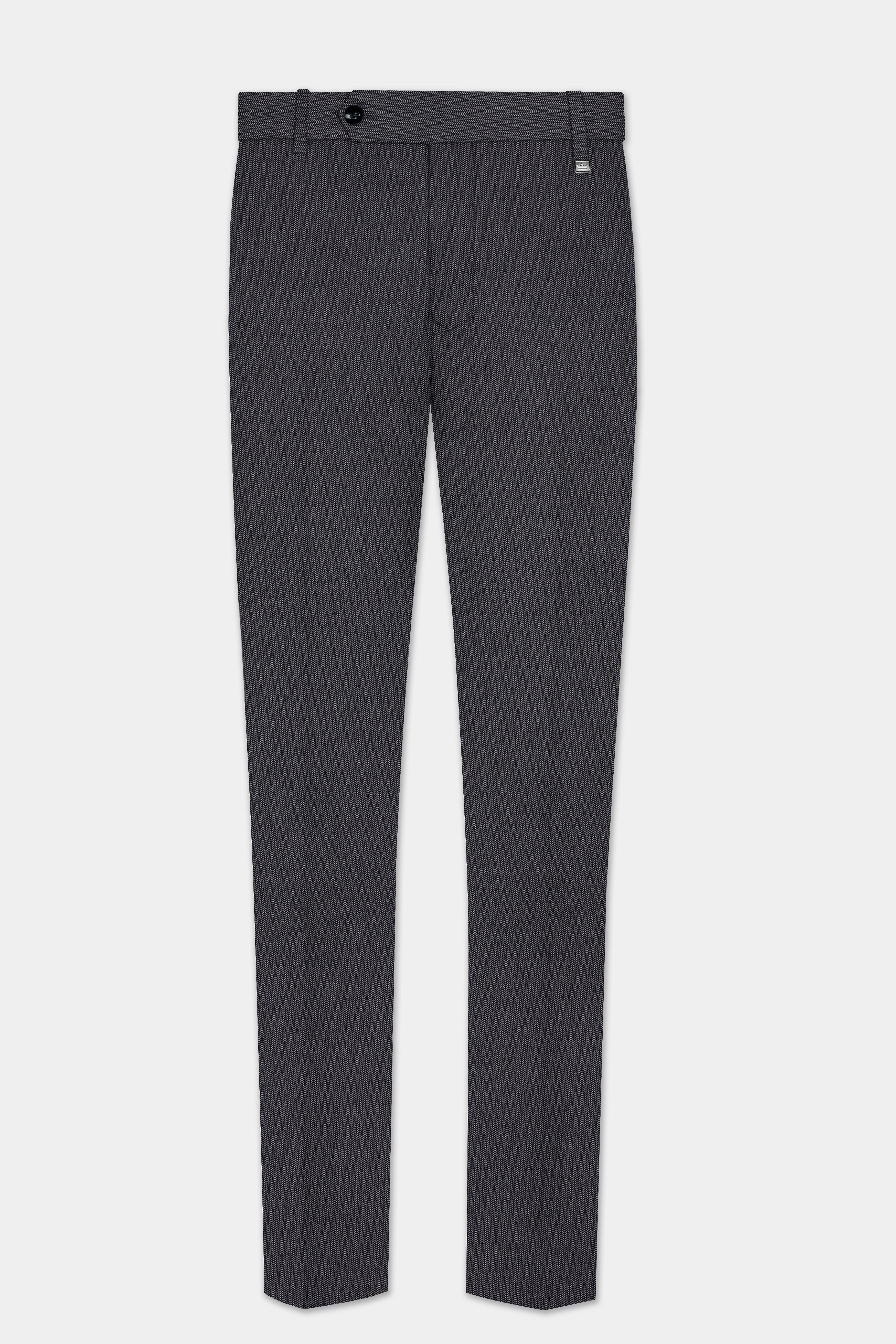 Vampire Gray herringbone Textured Cotton Single Breasted Suit