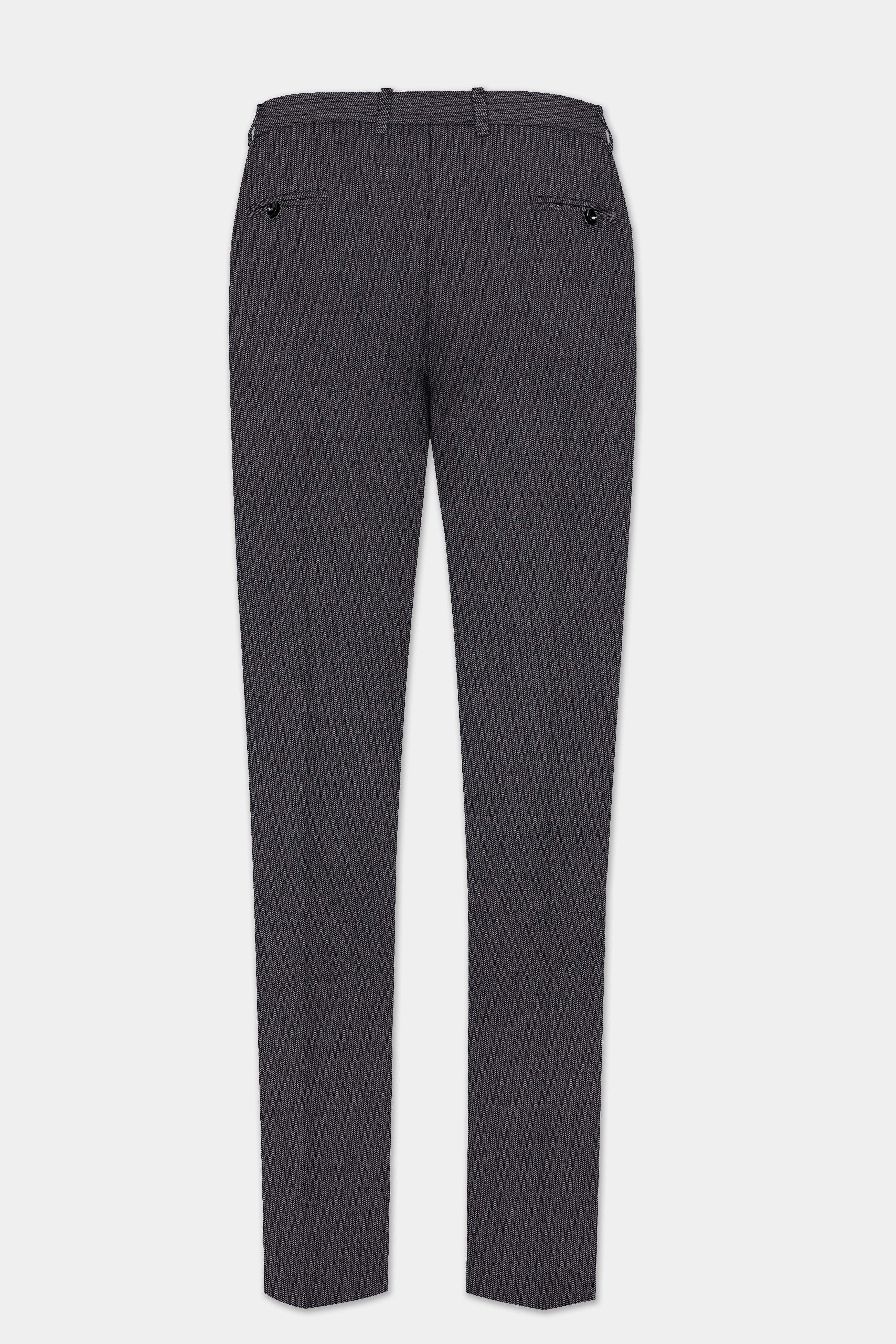 Vampire Gray herringbone Textured Cotton Single Breasted Suit