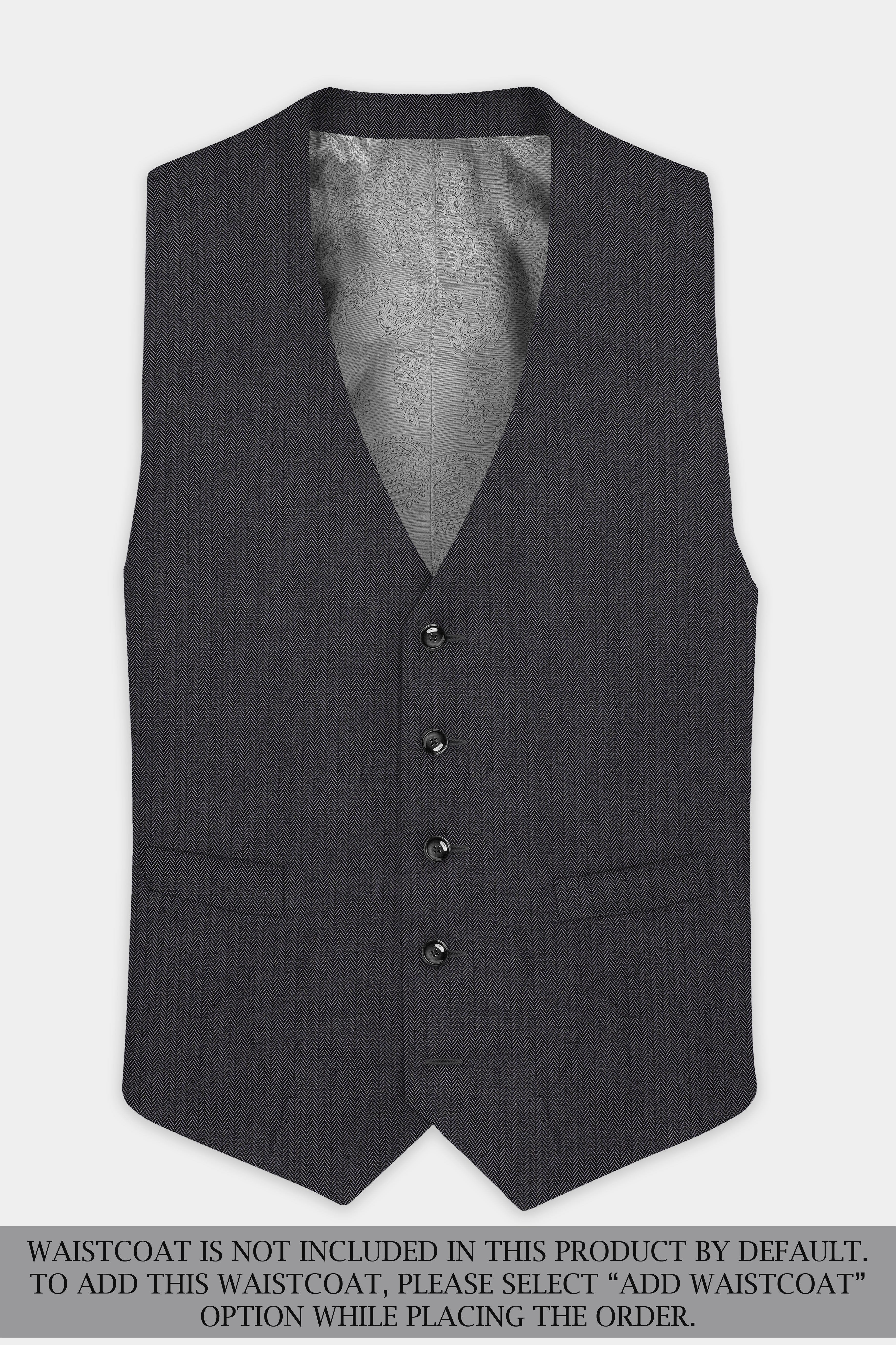 Vampire Gray herringbone Textured Cotton Single Breasted Suit