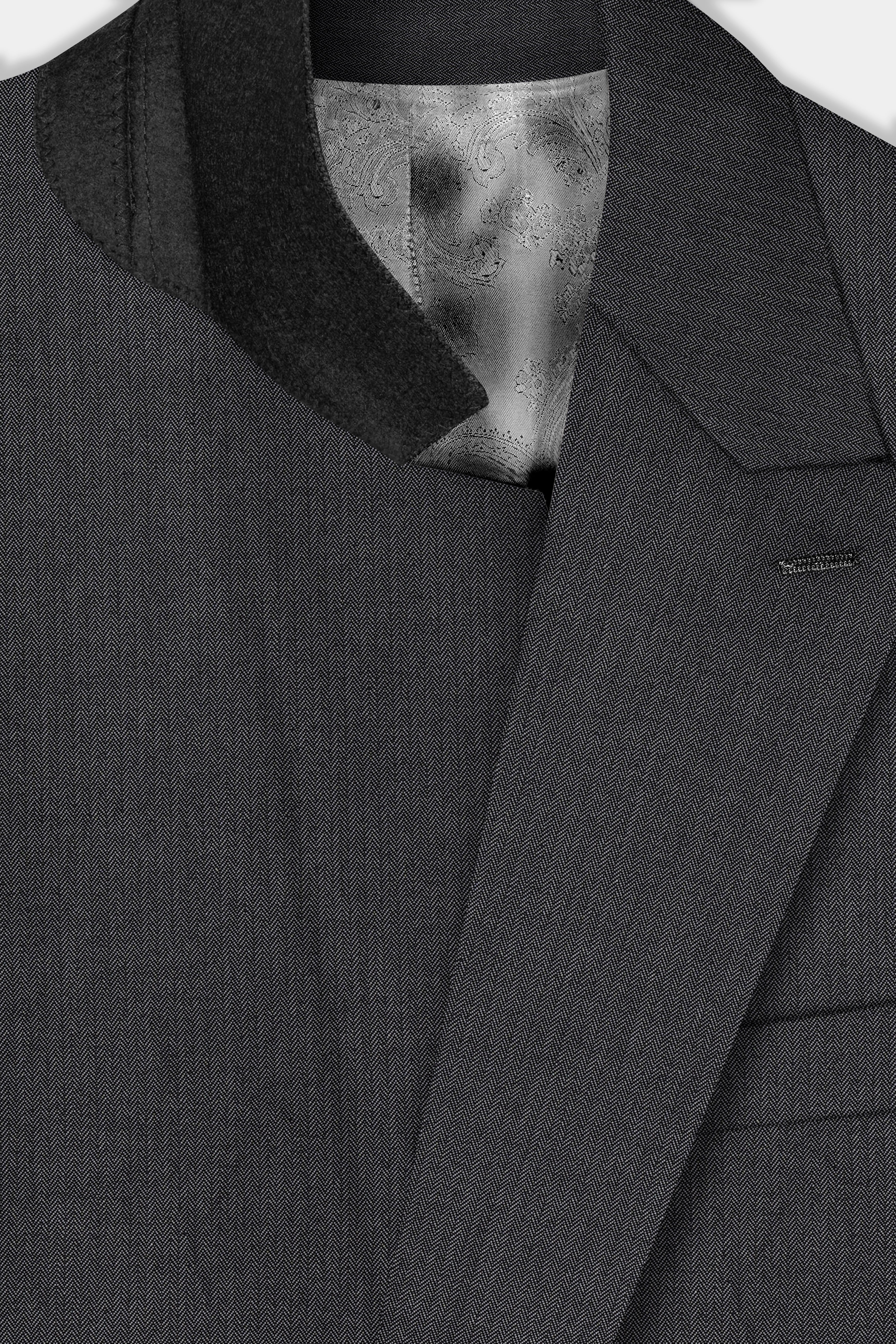 Vampire Gray herringbone Textured Cotton Double Breasted Suit