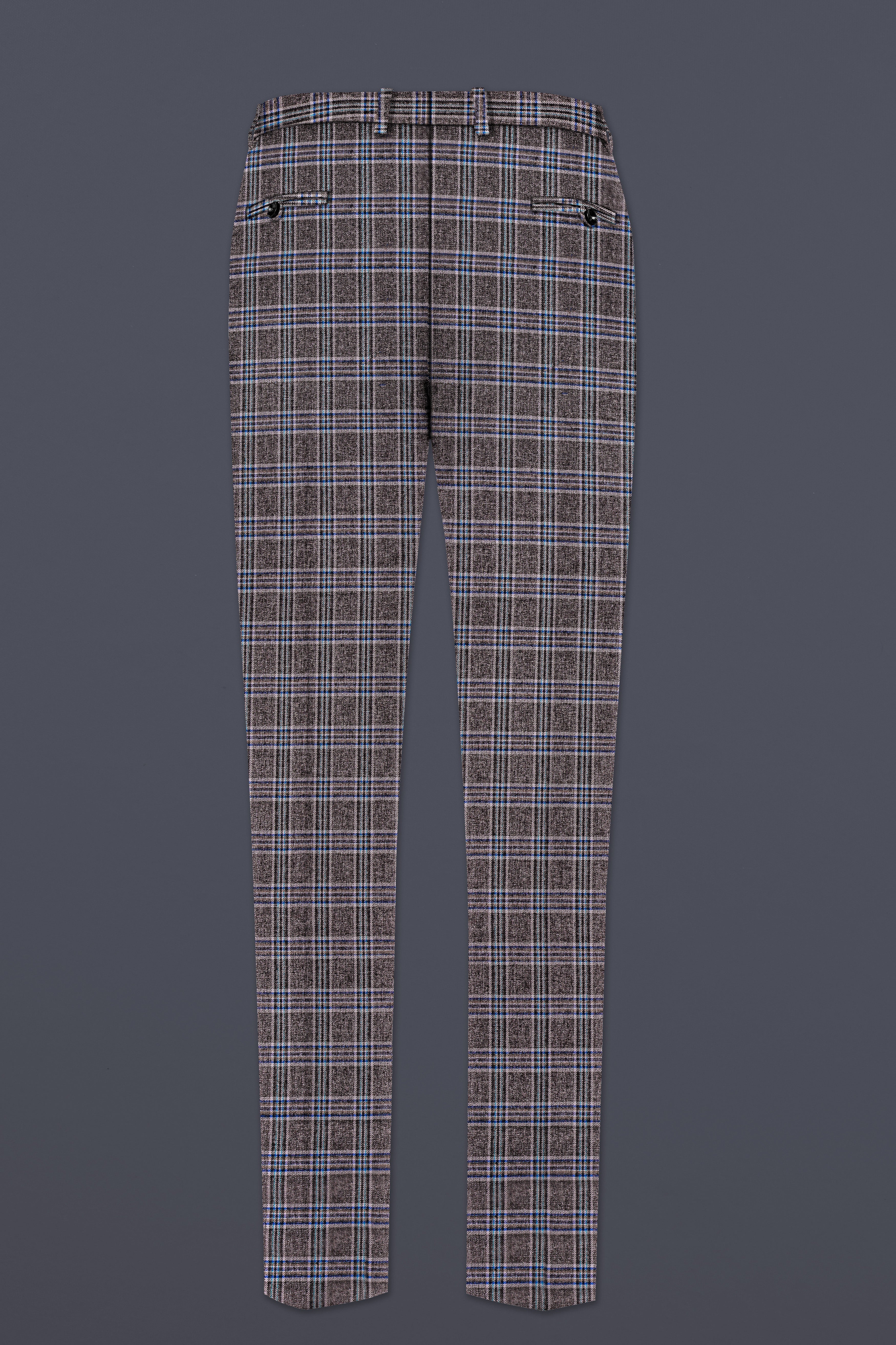 Ironside Grey Plaid Wool Blend Bandhgala Suit