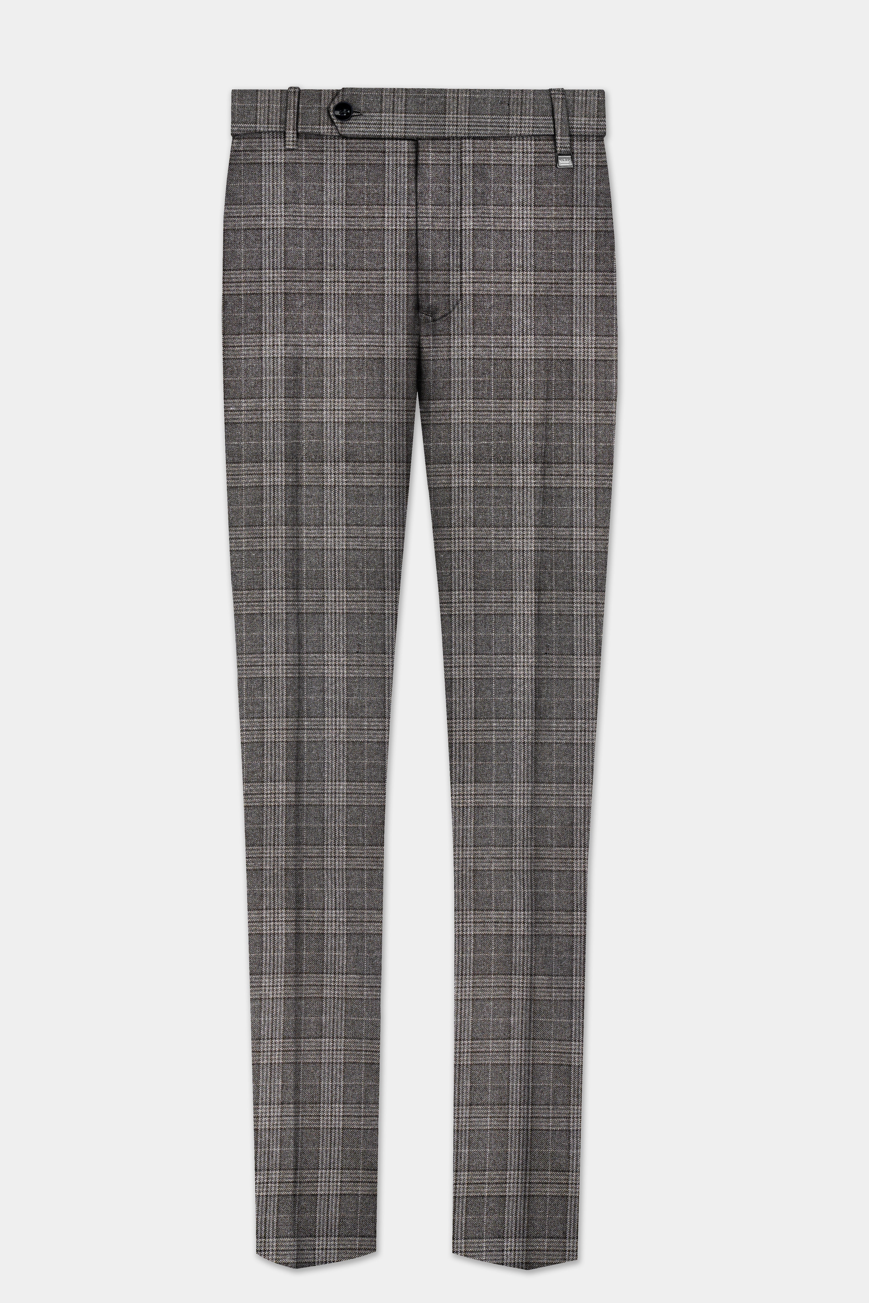 Iridium Gray Plaid Tweed Wool Blend Bandhgala Suit