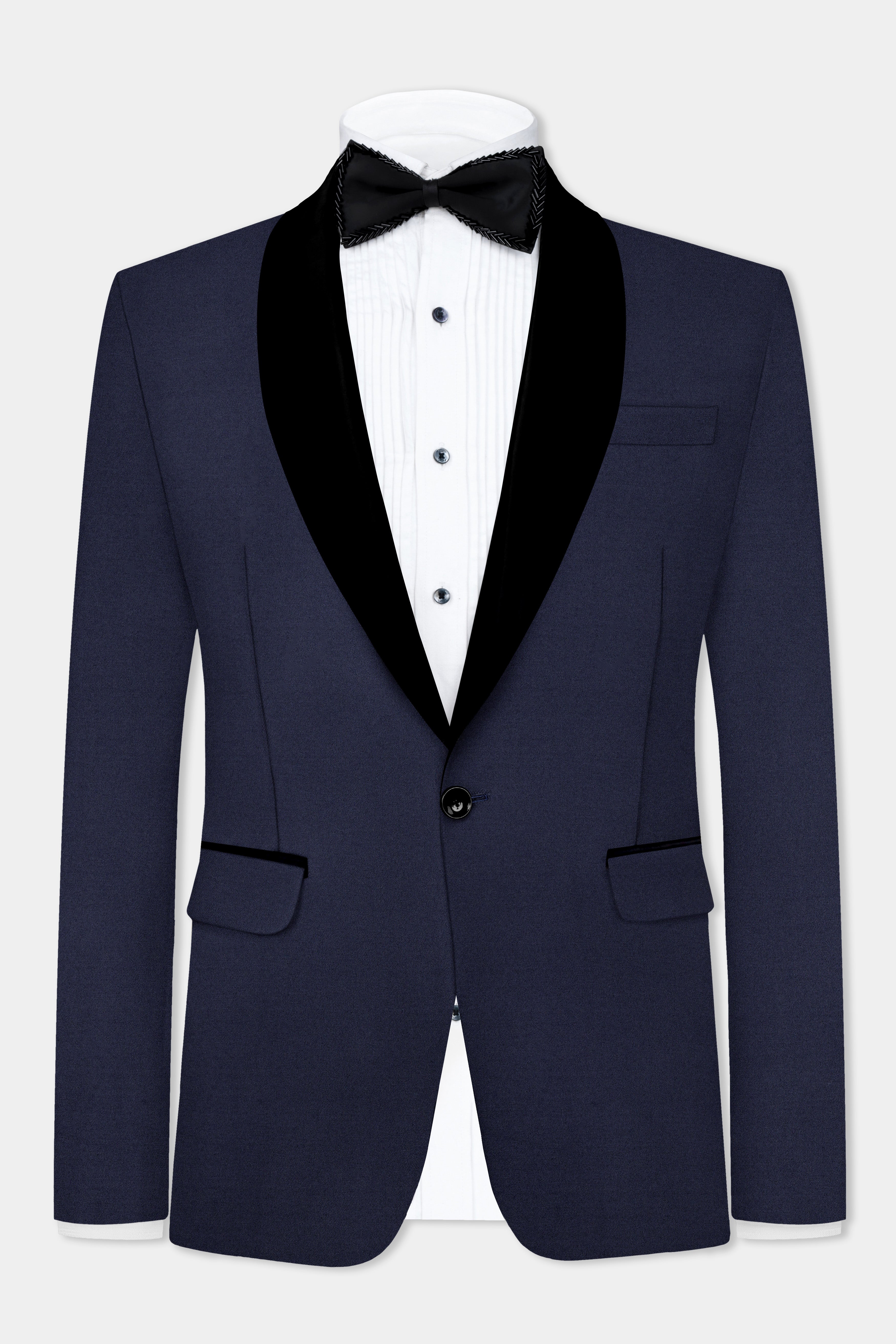 Space Cadet Blue Solid Wool Blend Tuxedo Suit