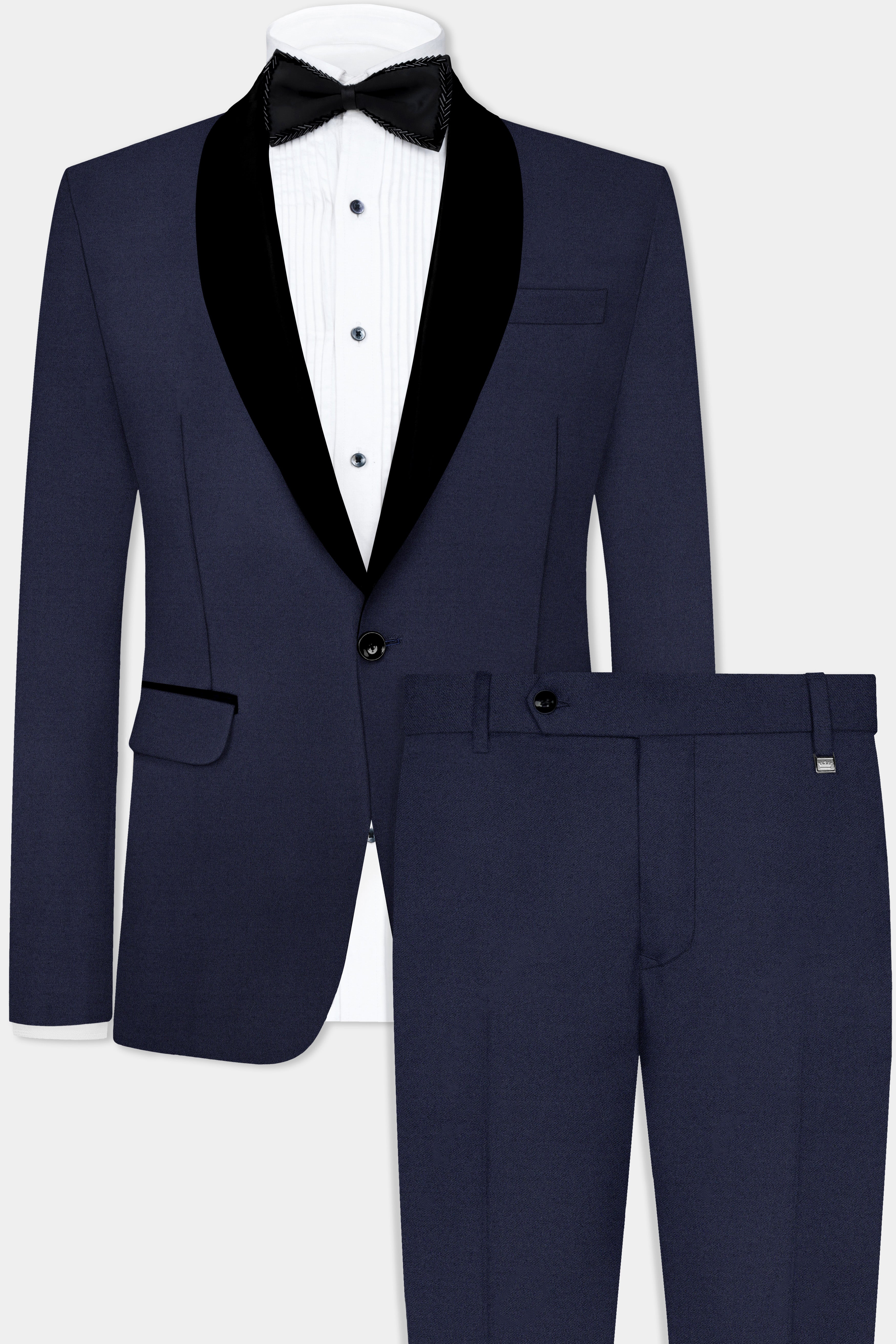 Space Cadet Blue Solid Wool Blend Tuxedo Suit