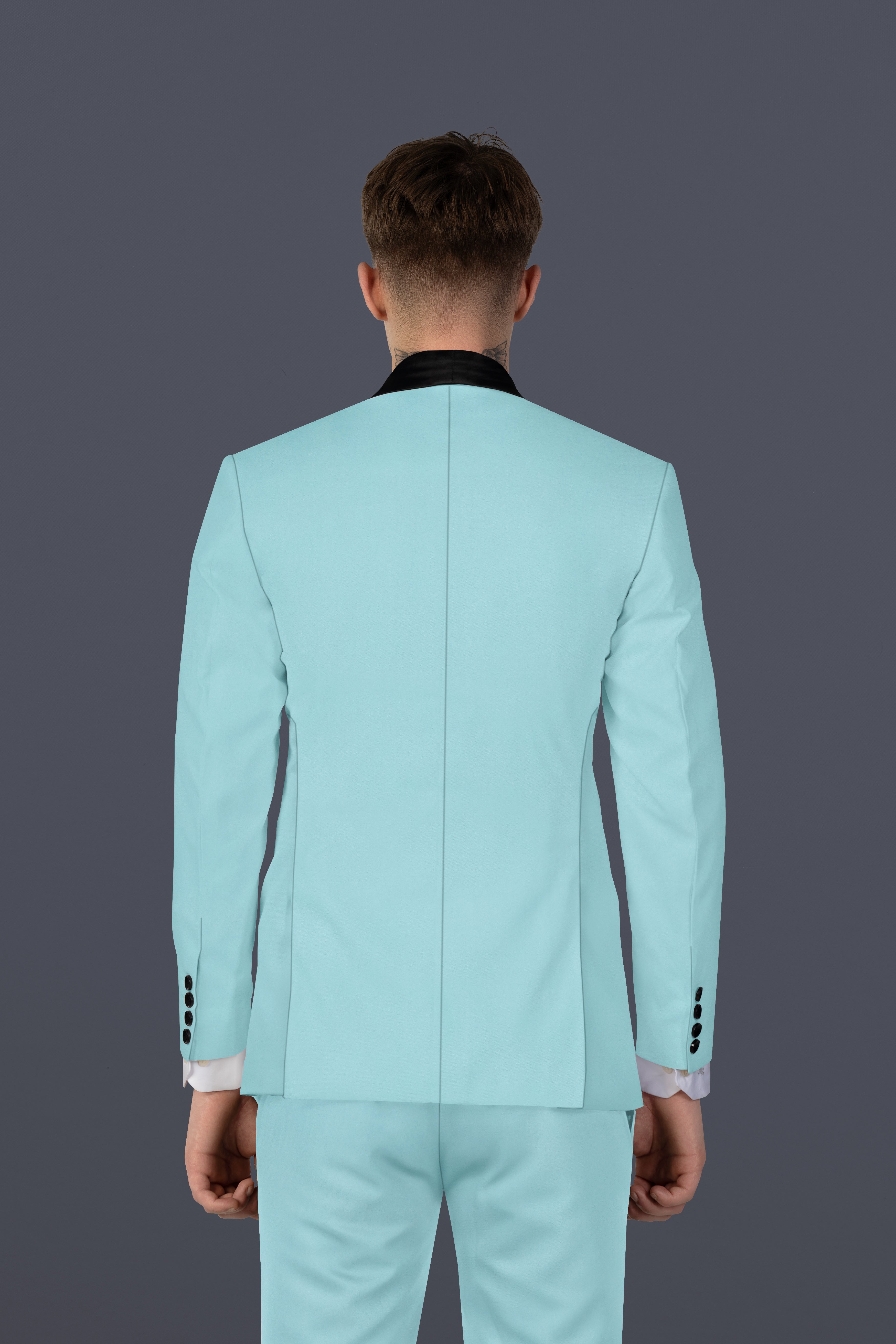 Sinbad Blue Solid Wool Blend Tuxedo Suit