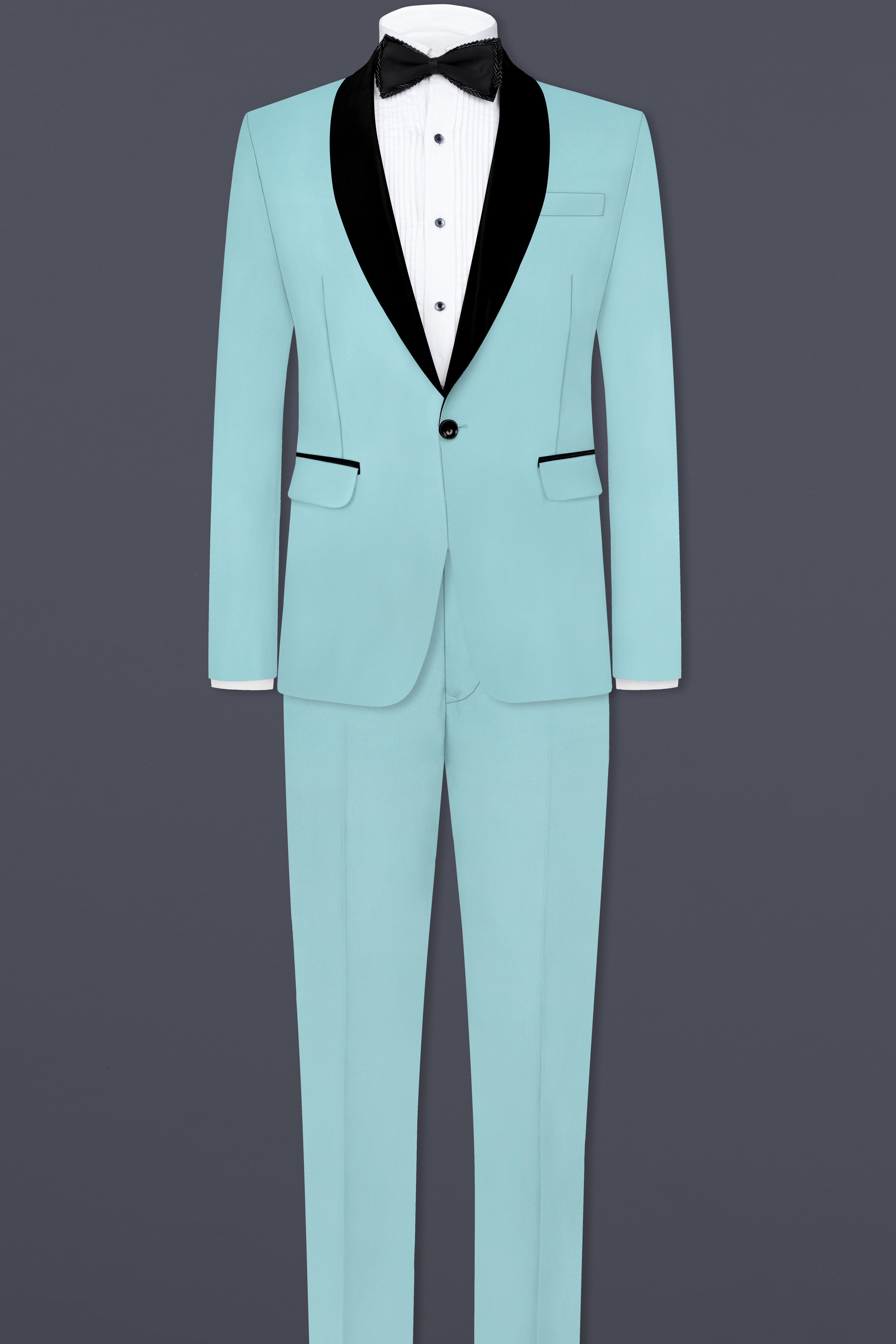 Sinbad Blue Solid Wool Blend Tuxedo Suit