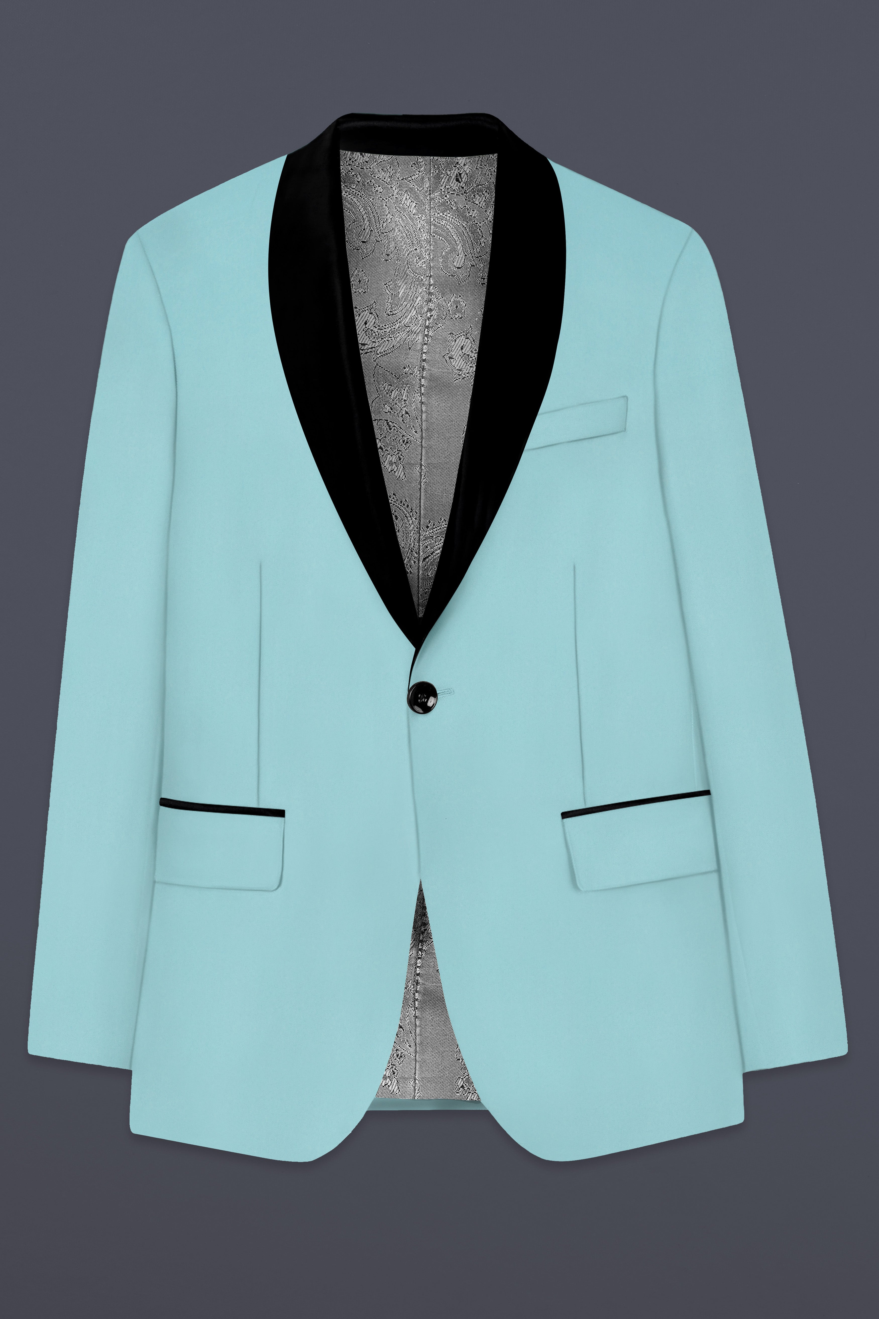 Sinbad Blue Solid Wool Blend Tuxedo Suit