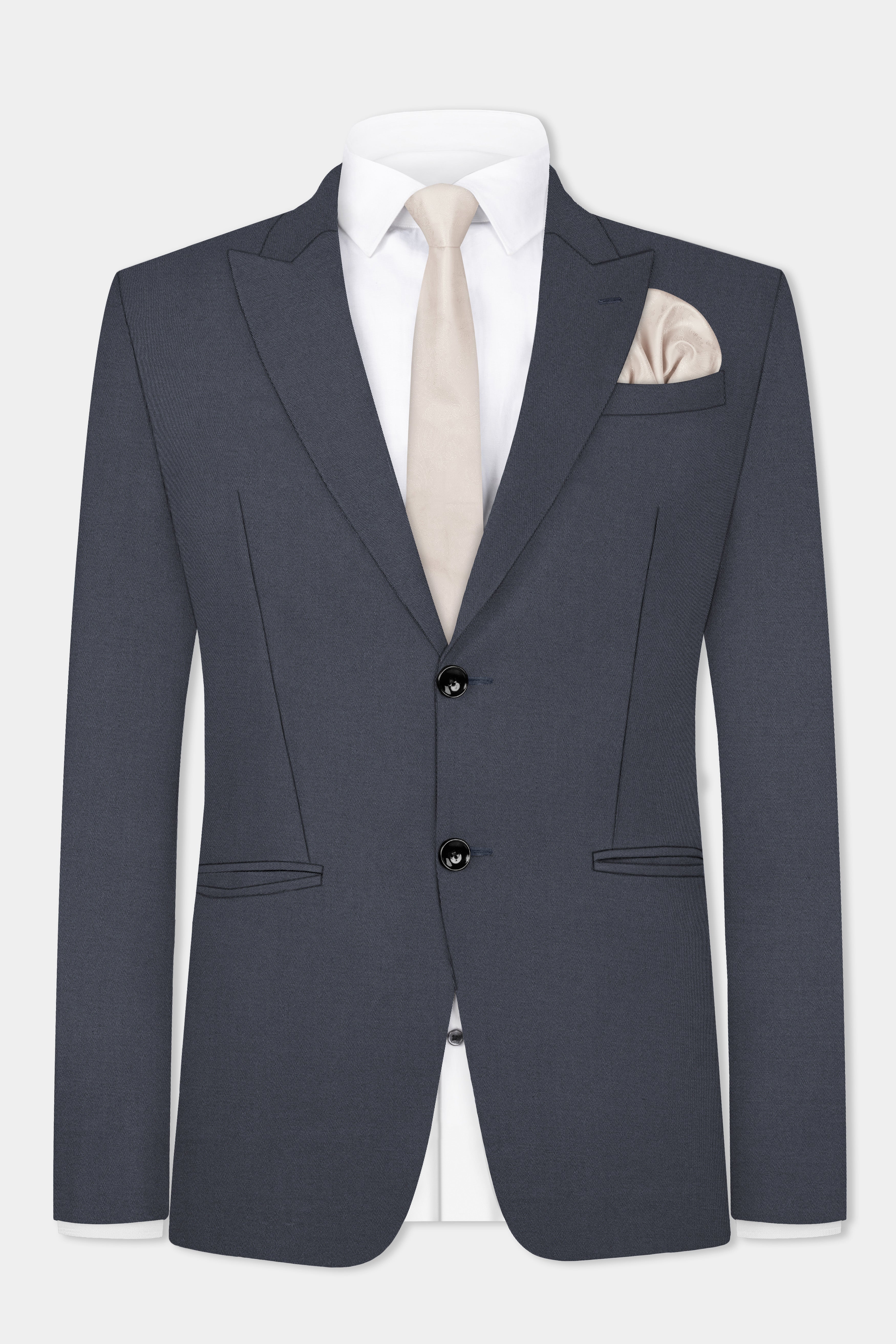 Iridium Gray Textured Cotton Single Breasted Suit