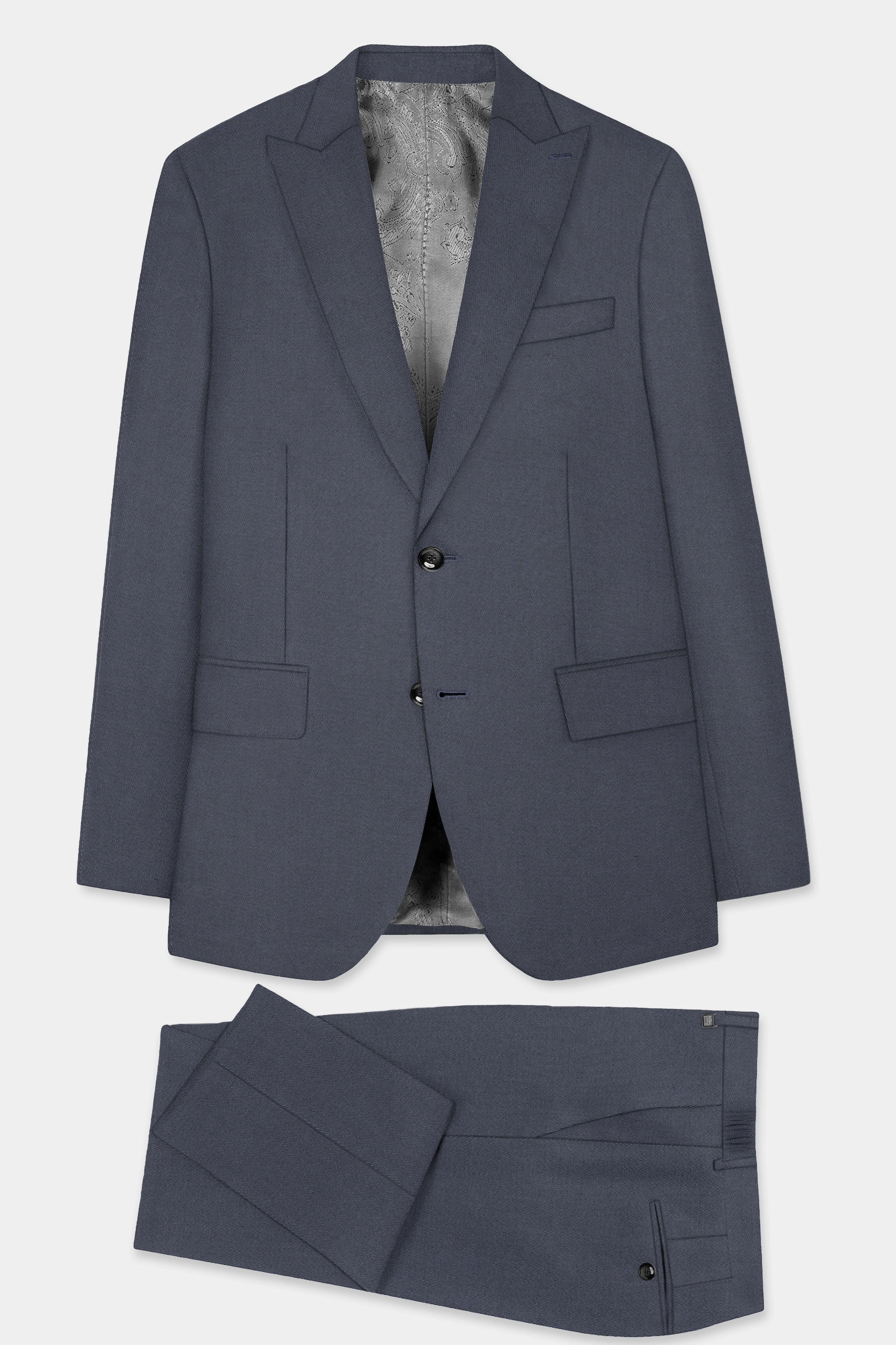 Iridium Gray Textured Cotton Single Breasted Suit