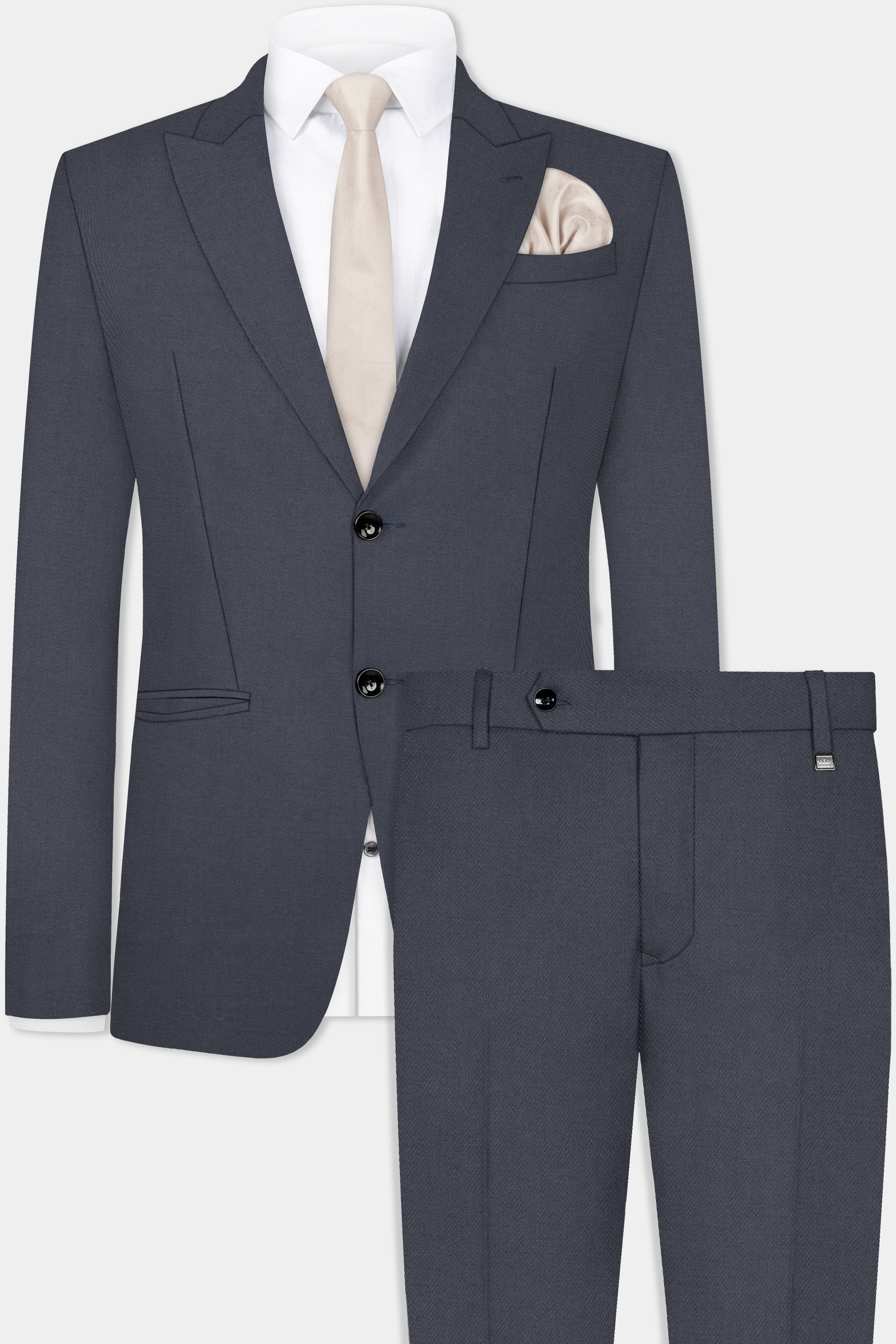 Iridium Gray Textured Cotton Single Breasted Suit