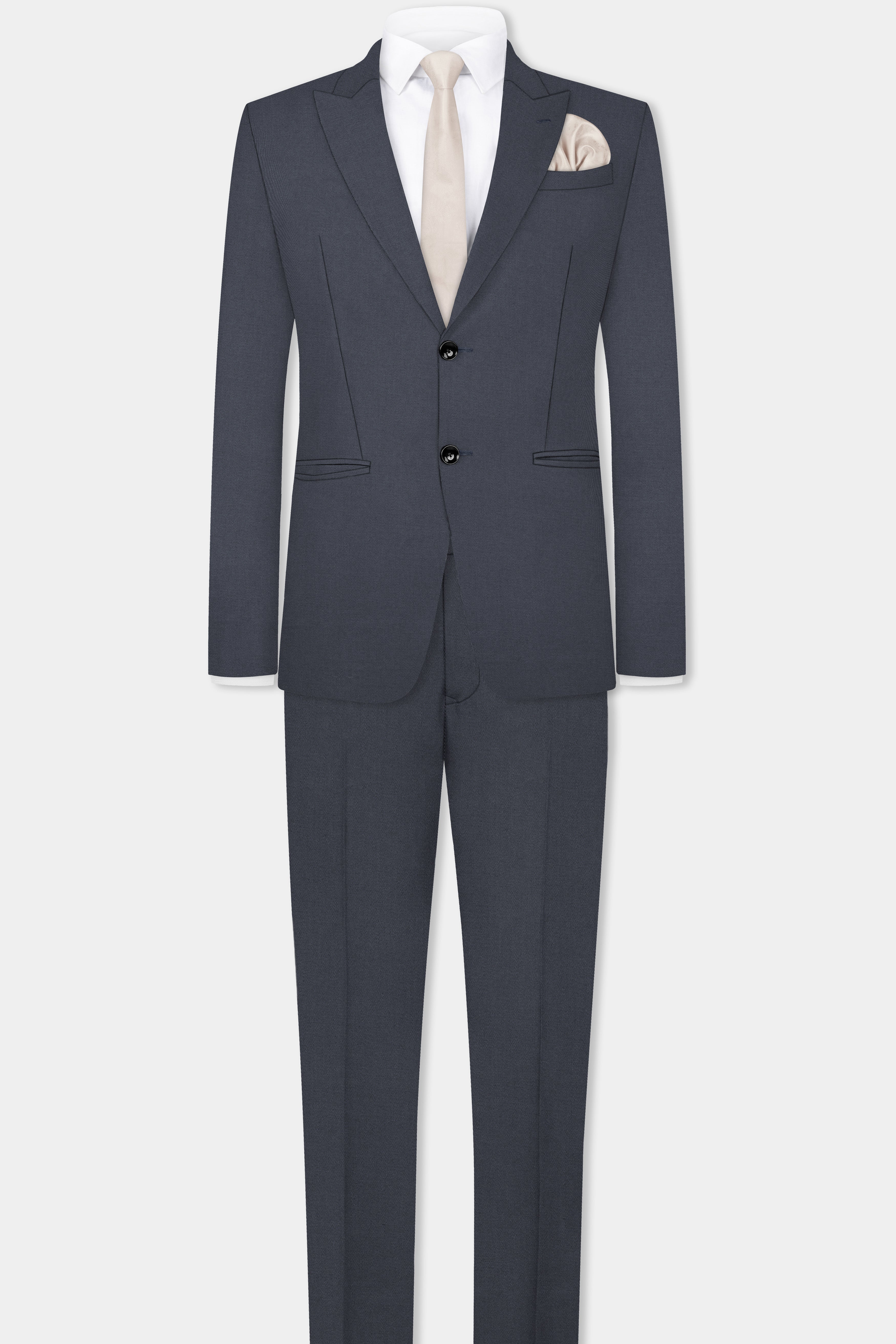 Iridium Gray Textured Cotton Single Breasted Suit