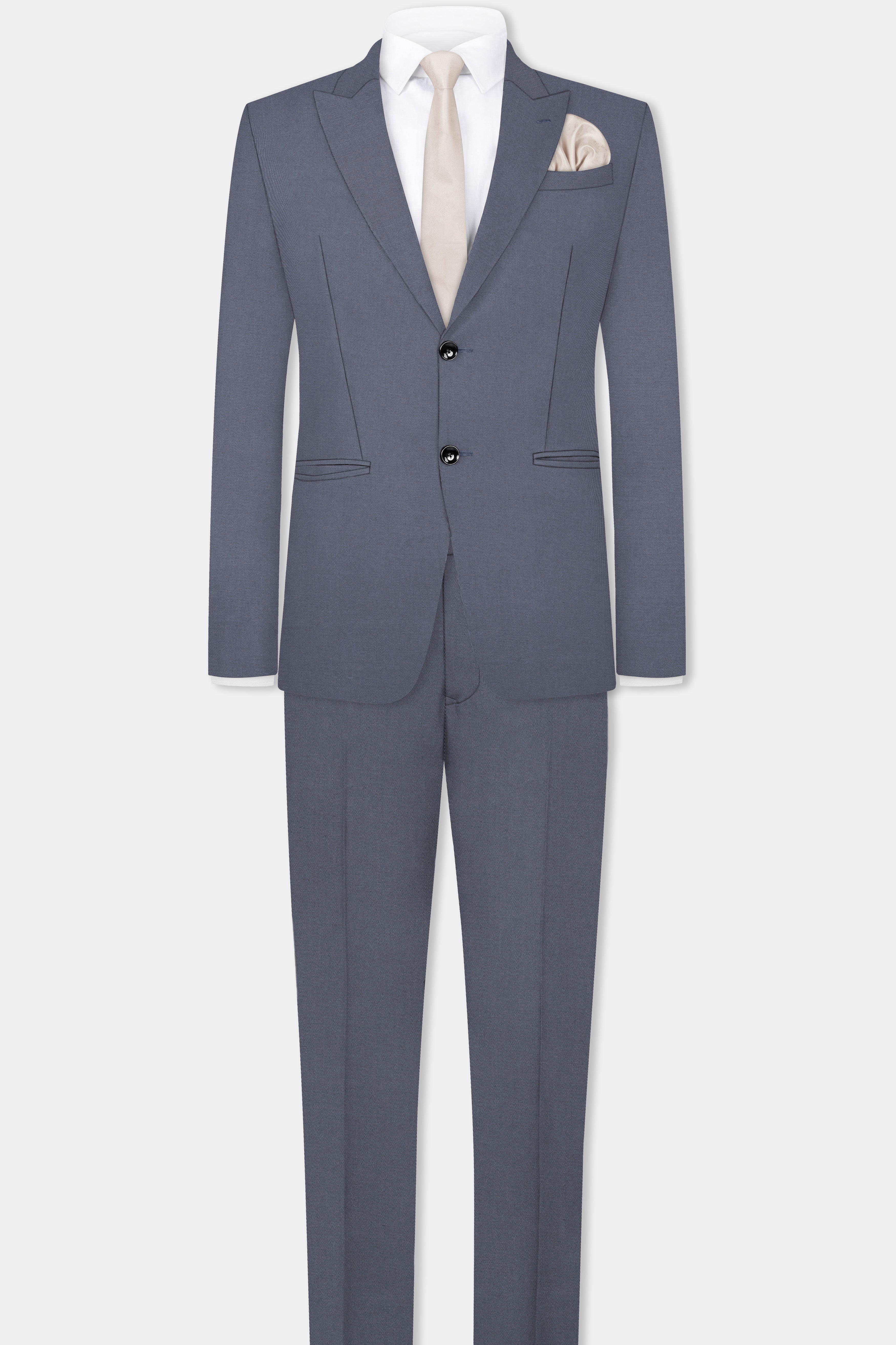 Iridium Gray Textured Cotton Single Breasted Suit