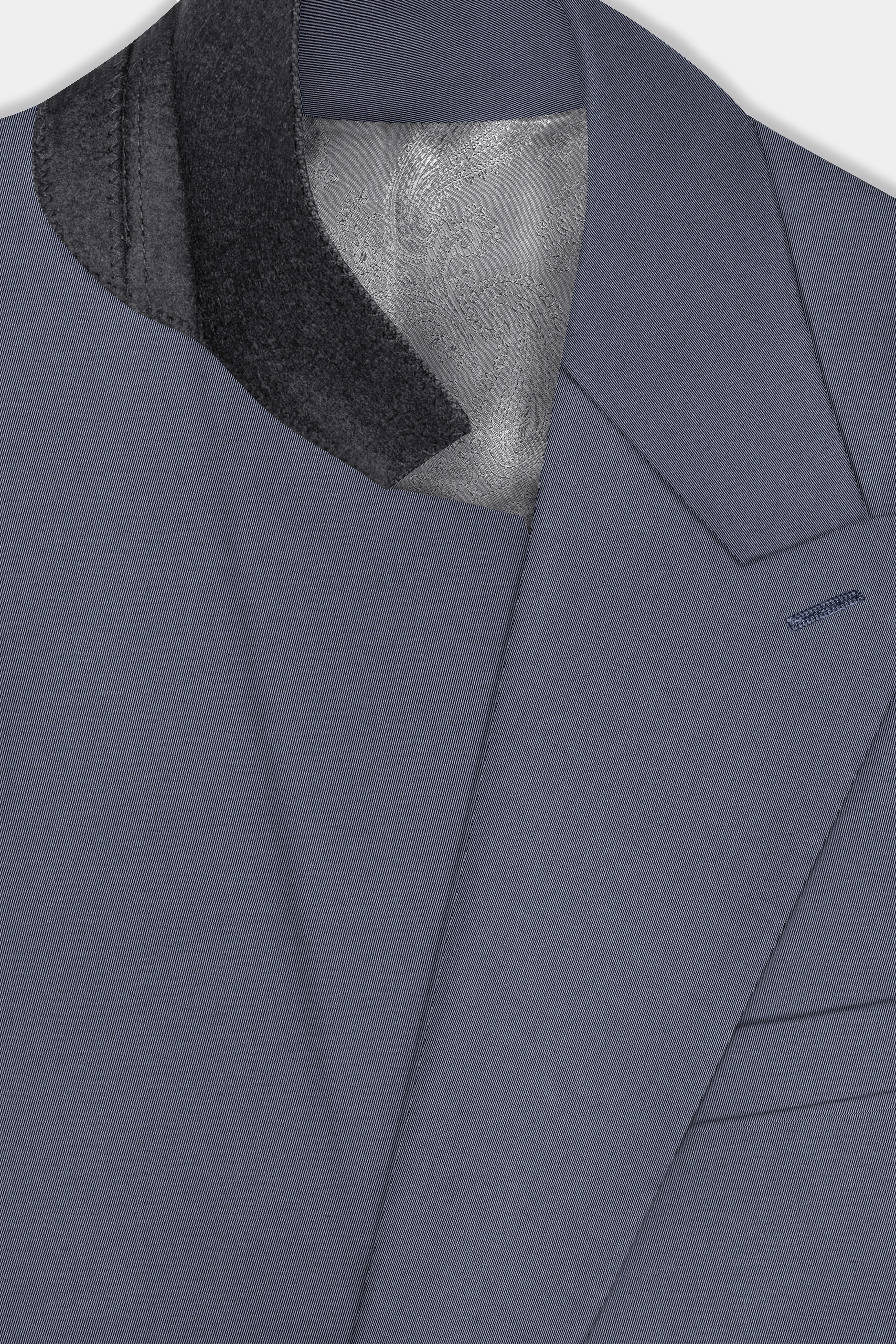 Iridium Gray Textured Cotton Single Breasted Suit