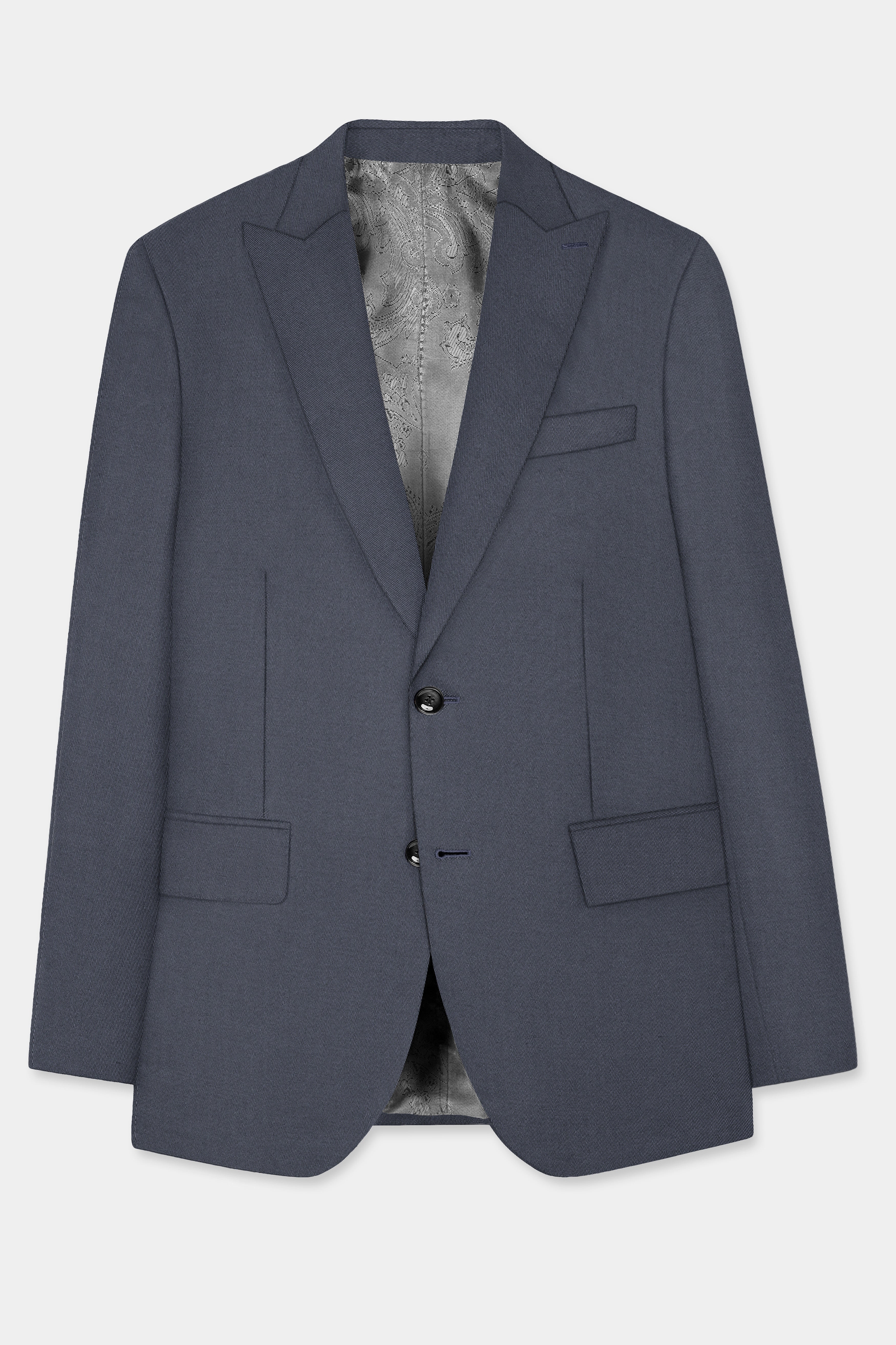 Iridium Gray Textured Cotton Single Breasted Suit