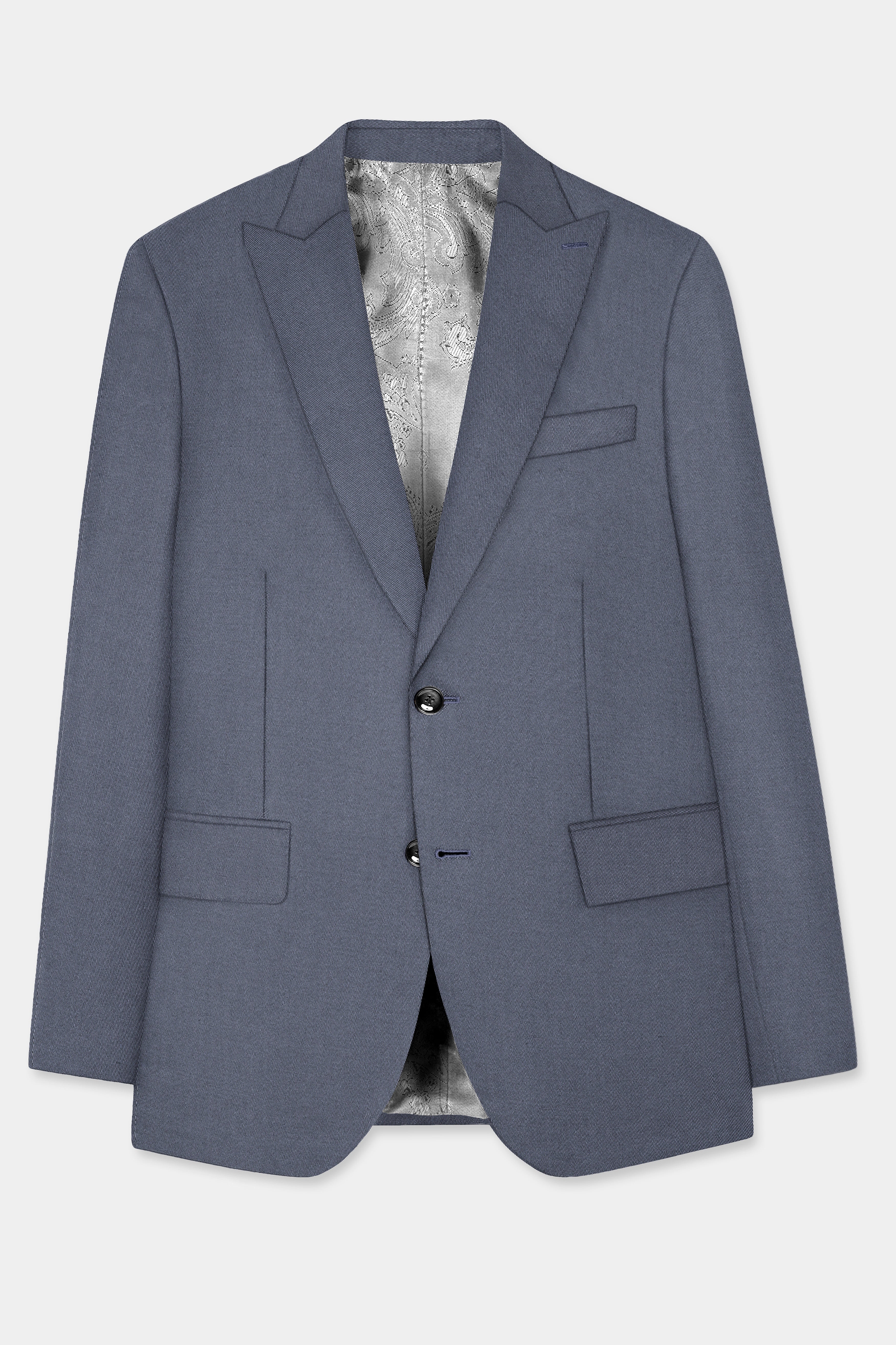 Iridium Gray Textured Cotton Single Breasted Suit
