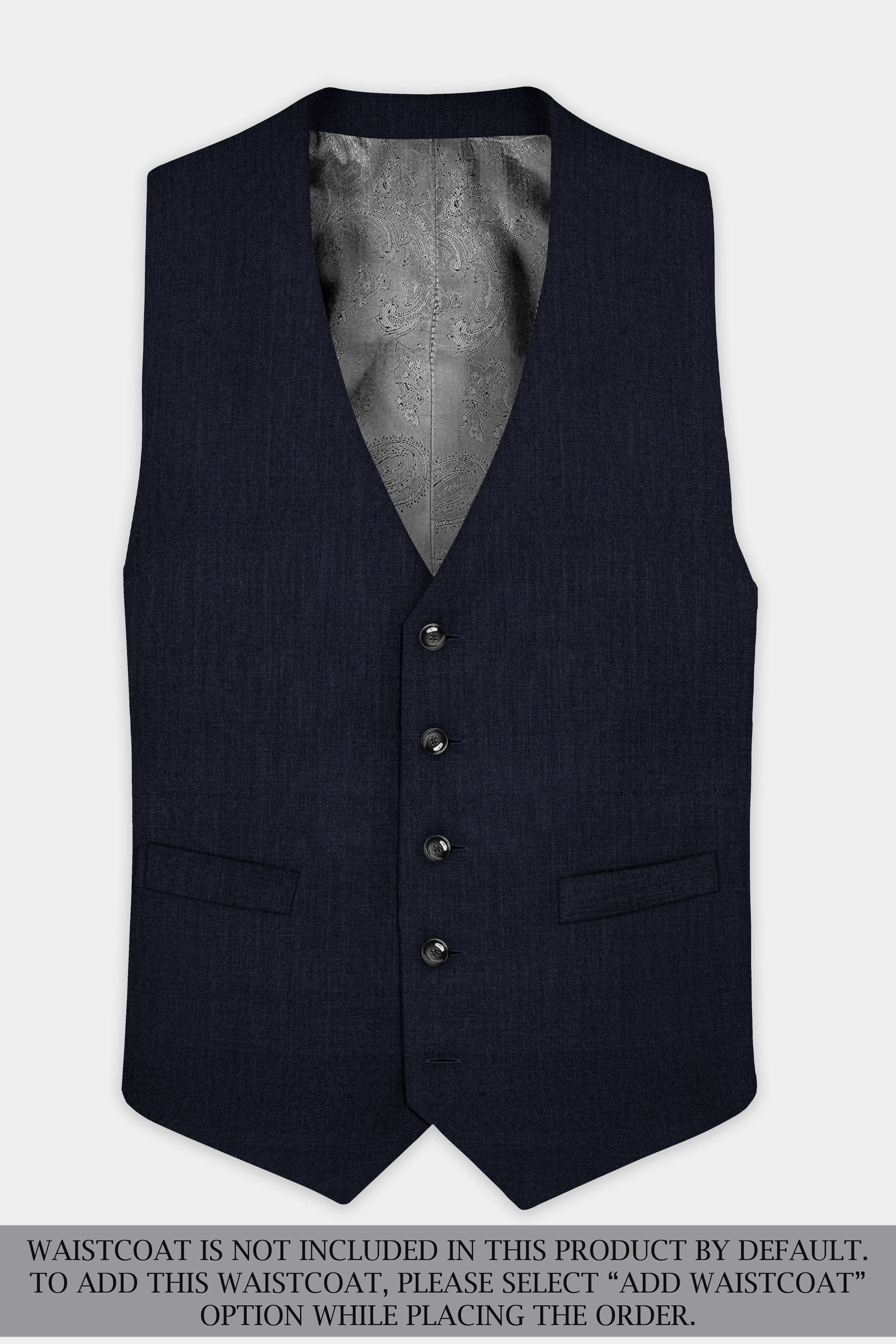 Mizzoni Blue Solid Wool Blend Single Breasted Suit