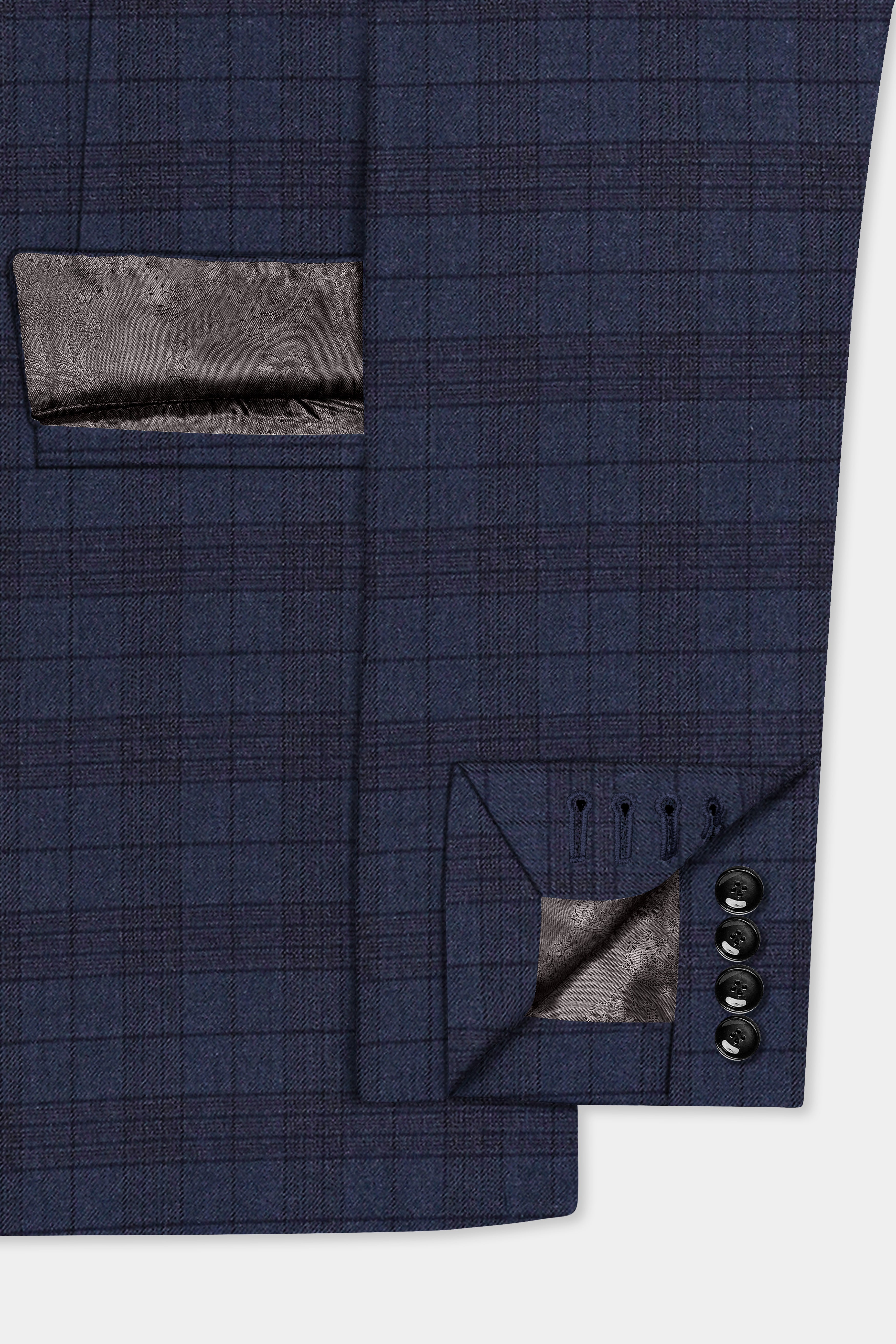 Martinique Blue Plaid Wool Blend Single Breasted Suit