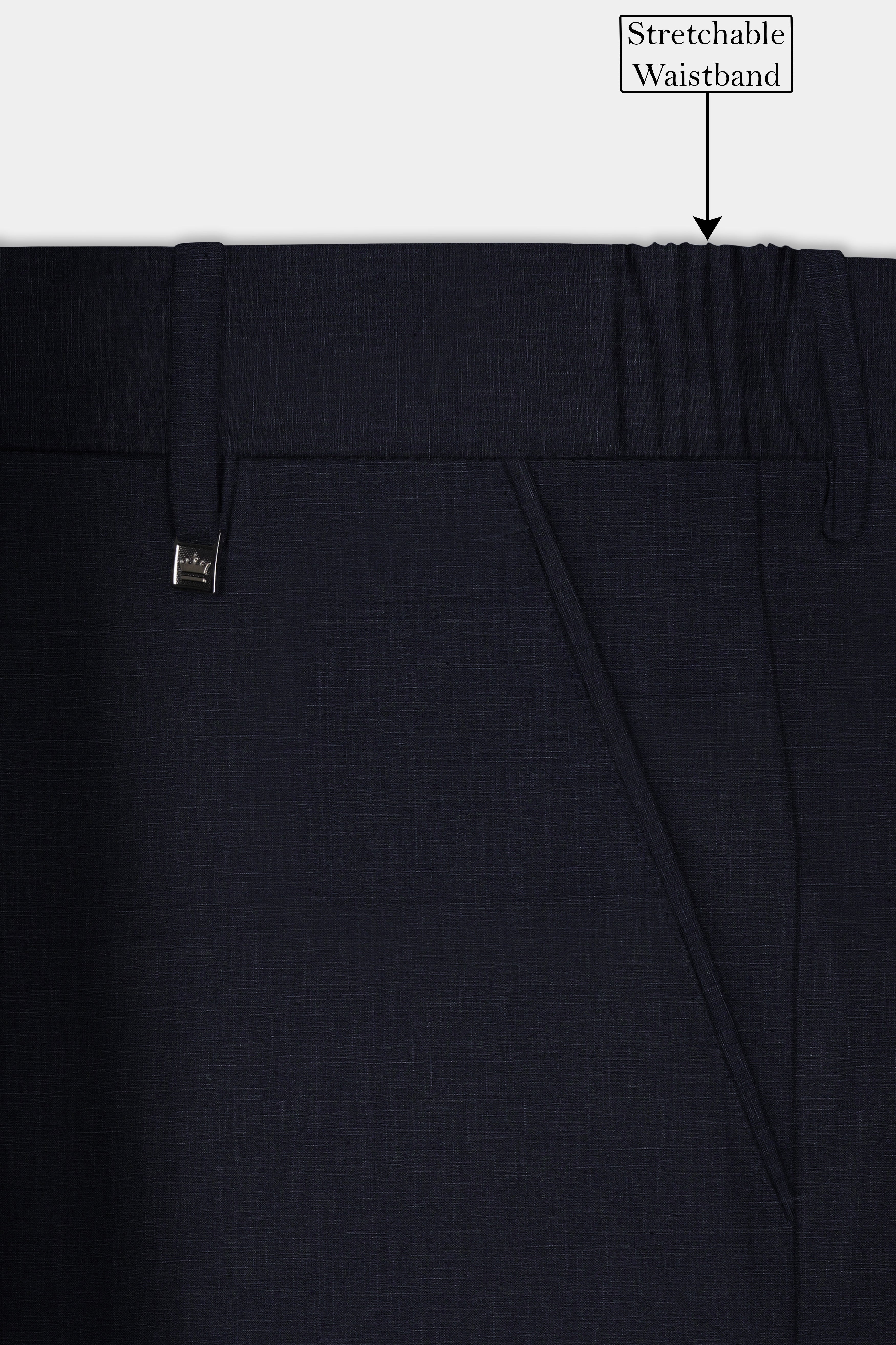 Shark Blue Textured Belt Closure Luxurious Linen Designer Suit