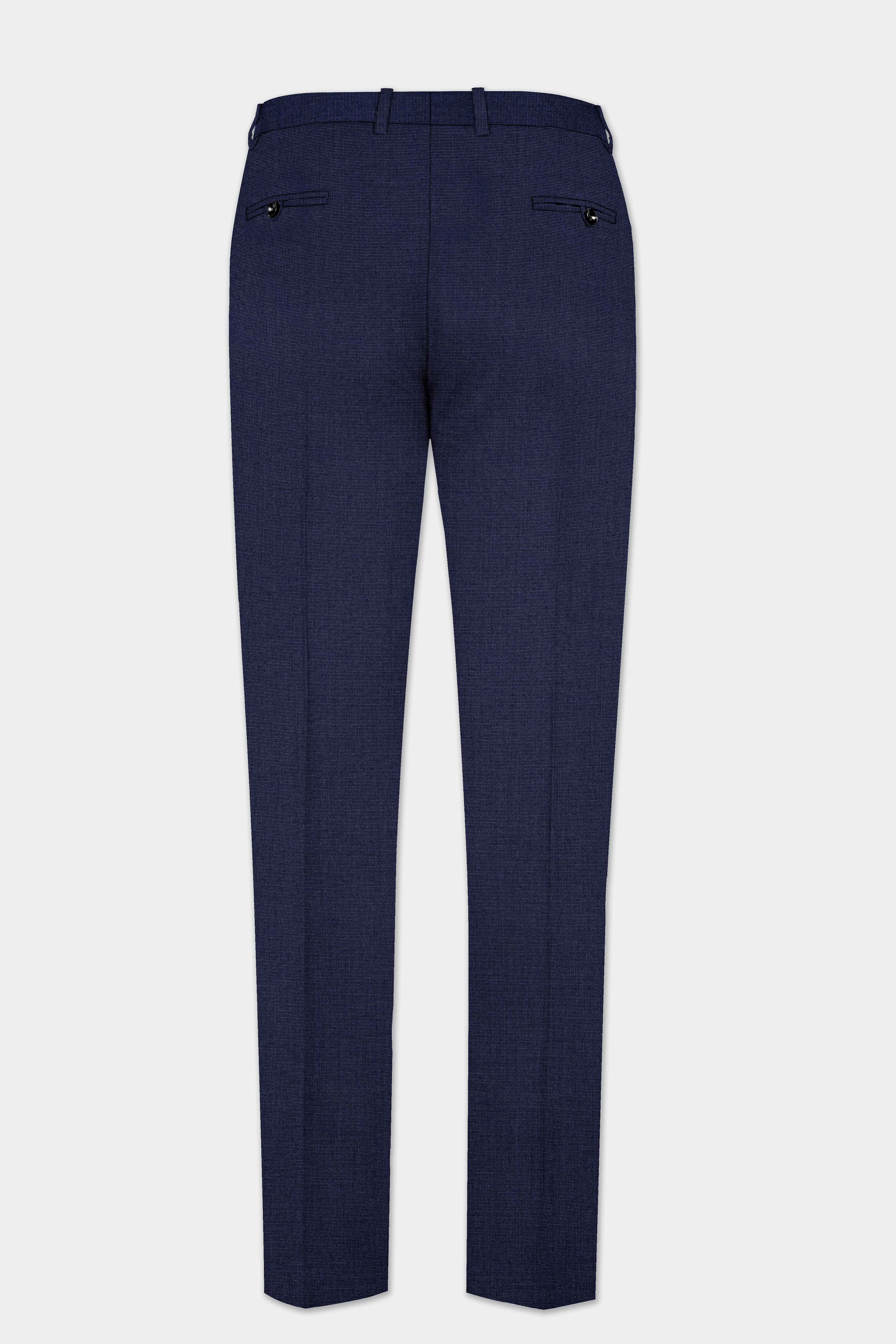 Firefly Blue Textured Wool Blend Single Breasted Suit