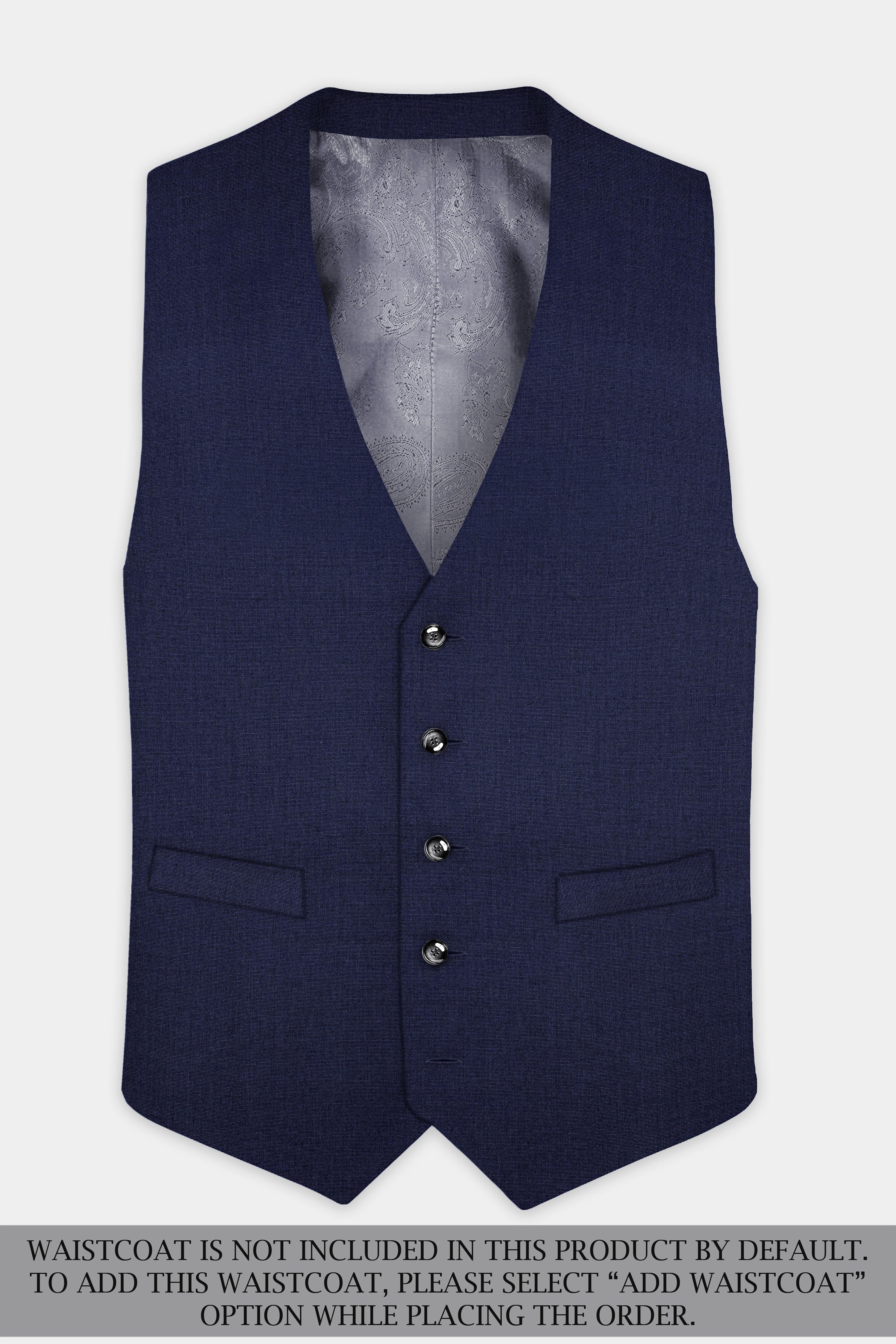 Firefly Blue Textured Wool Blend Single Breasted Suit